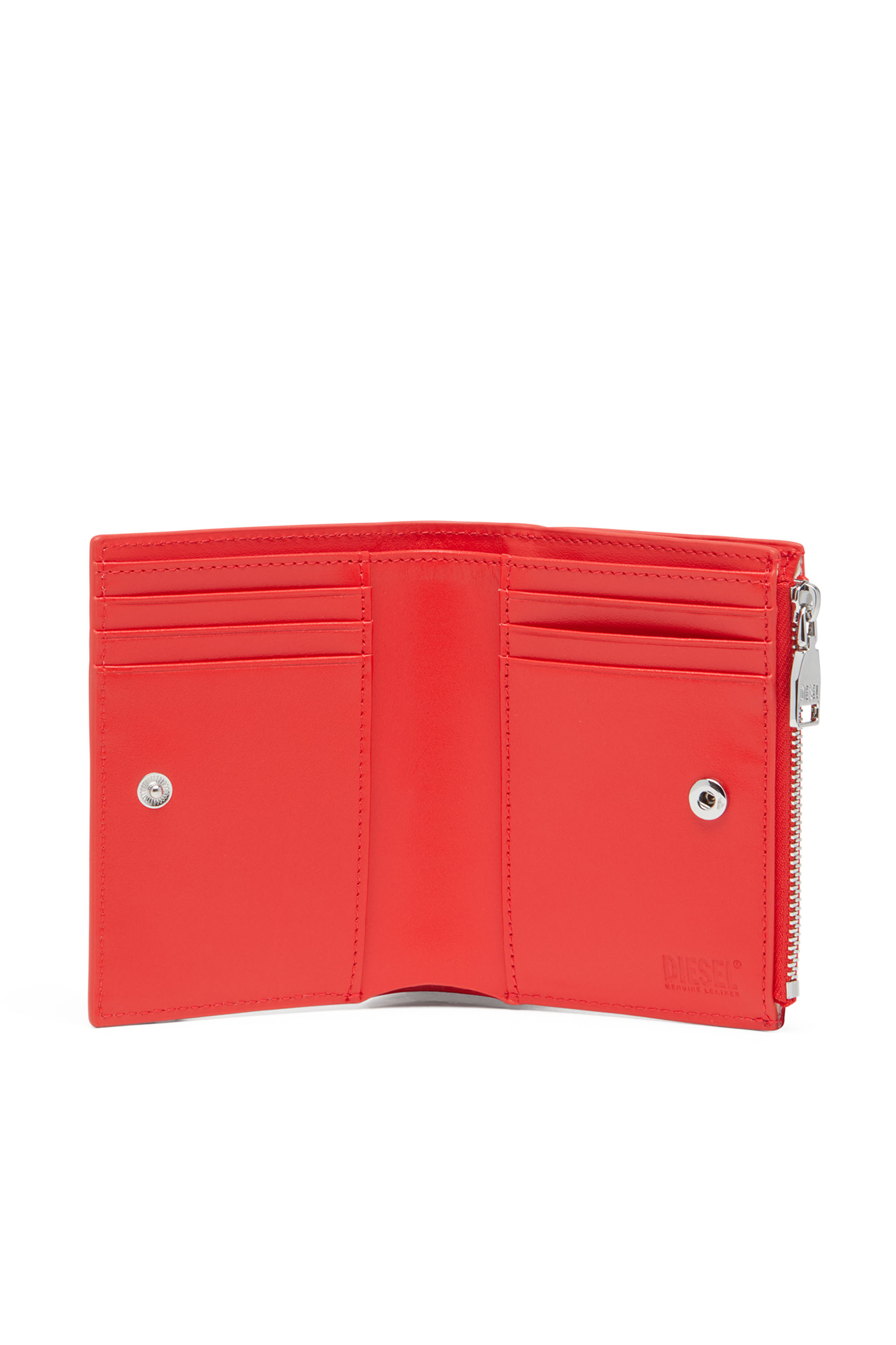 Diesel - PLAY BI-FOLD ZIP II, Woman Small wallet in glossy leather in Red - Image 3