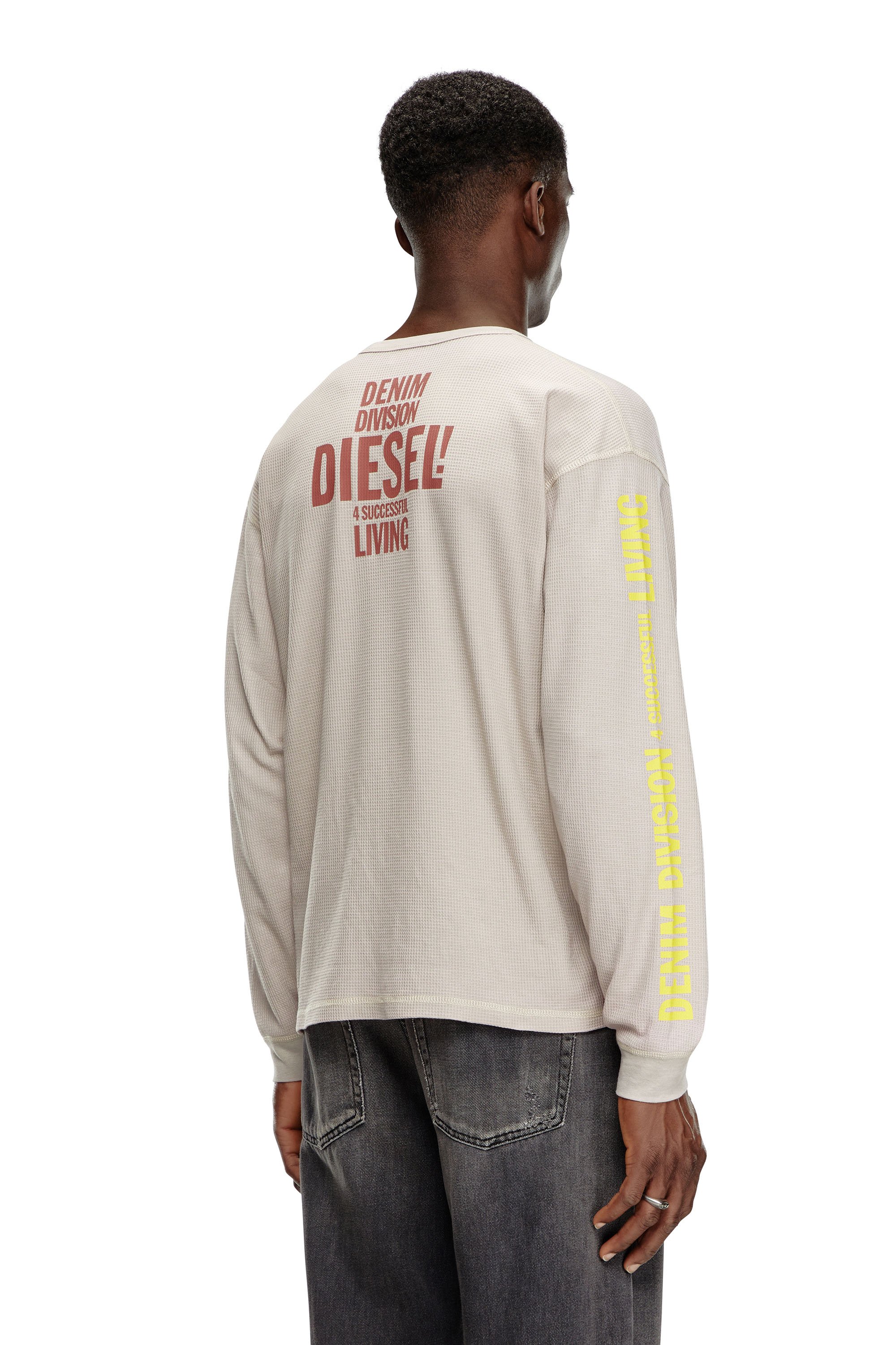 Diesel - T-BURNXT-LS, Man's Long-sleeve T-shirt in burnout waffle in Face Powder - 4