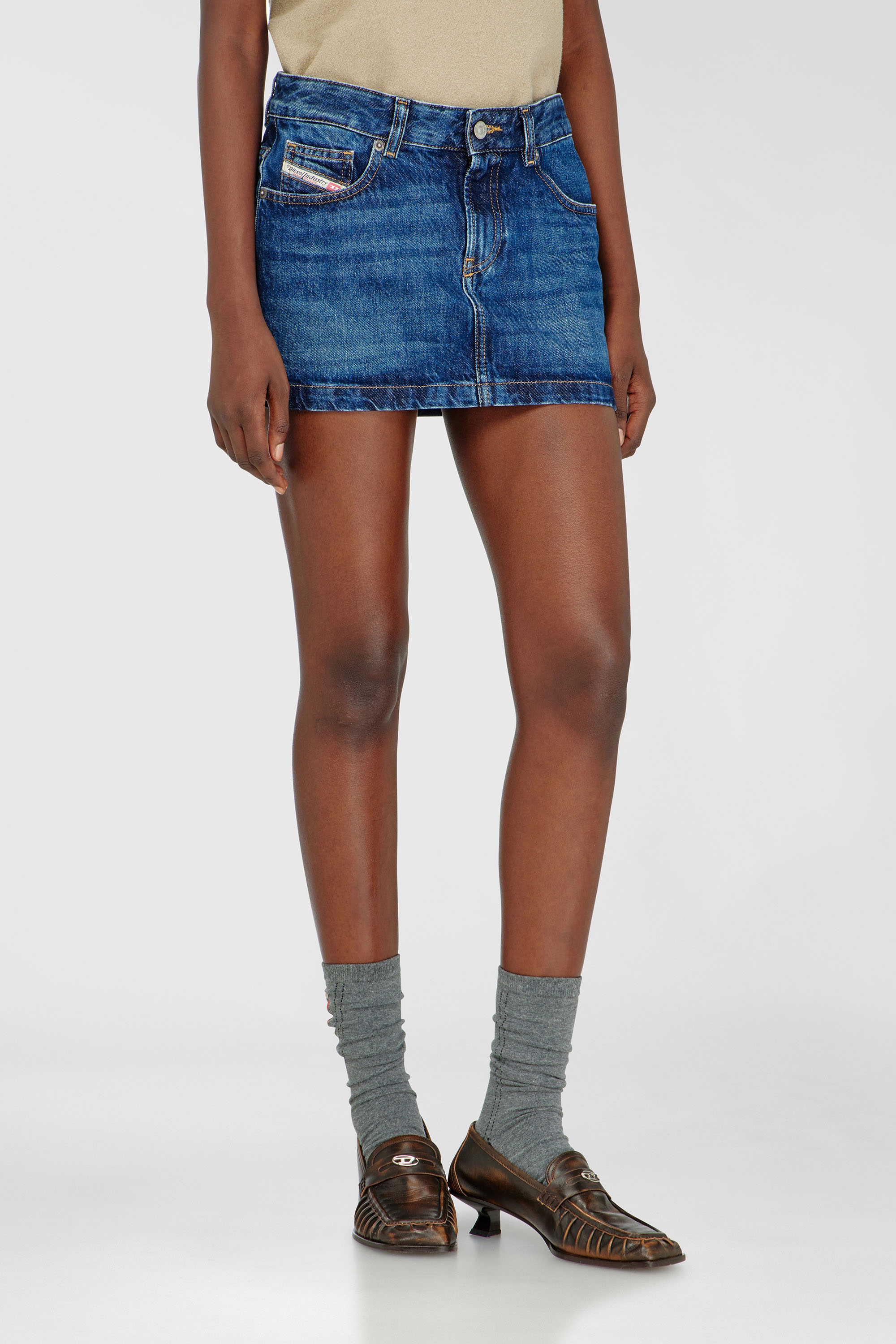 Diesel - DE-RON, Woman's Miniskirt in denim in Dark Blue - 2