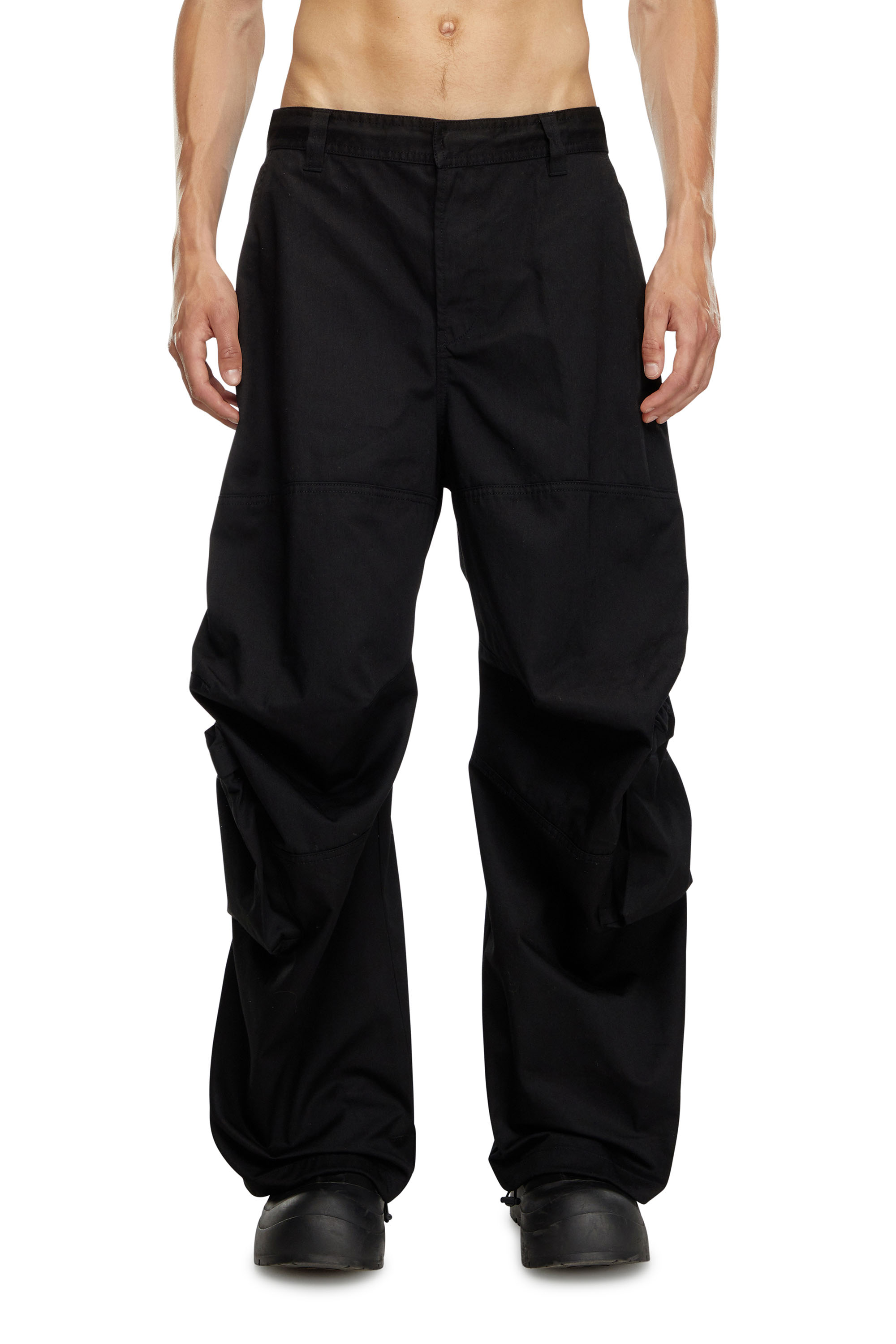 Diesel - P-ARNE-A, Man's Cargo pants in technical cotton twill in Black - 1