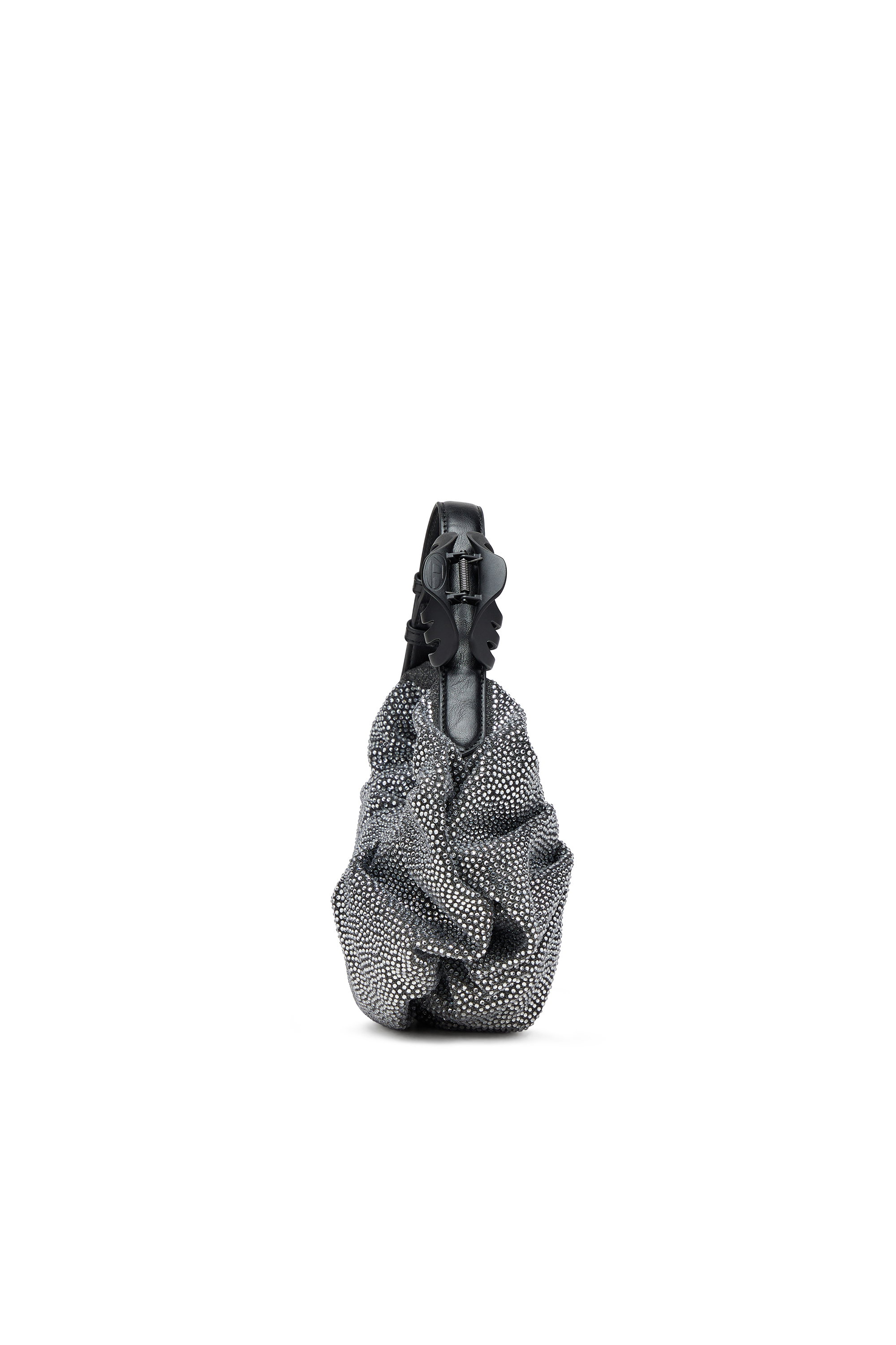 Diesel - GRAB-D HOBO S, Woman's Grab-D S-Small scrunched hobo bag in crystal denim in Black - 4