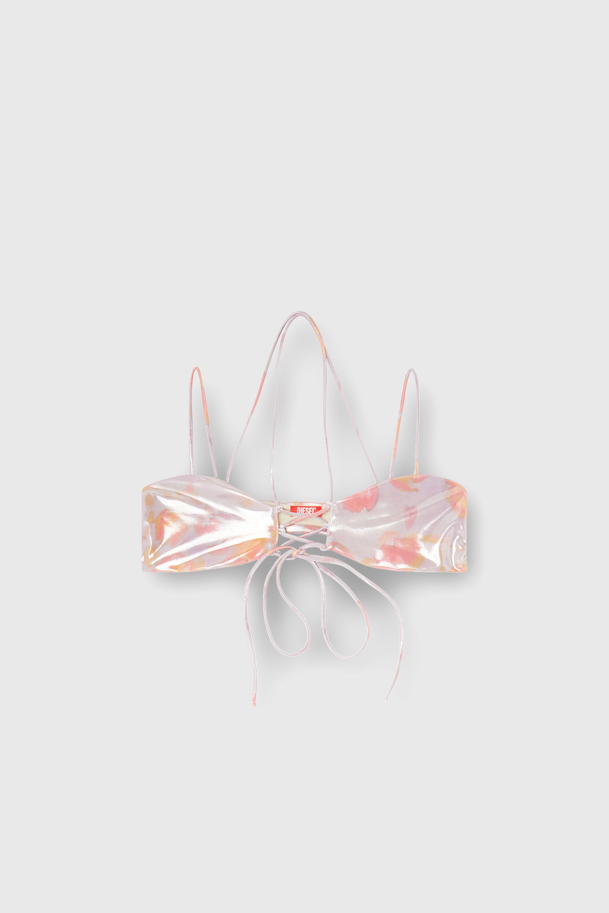 Diesel - NADINE-UTLT, Woman's Strappy metallic bikini top with floral print in Lilac - 2
