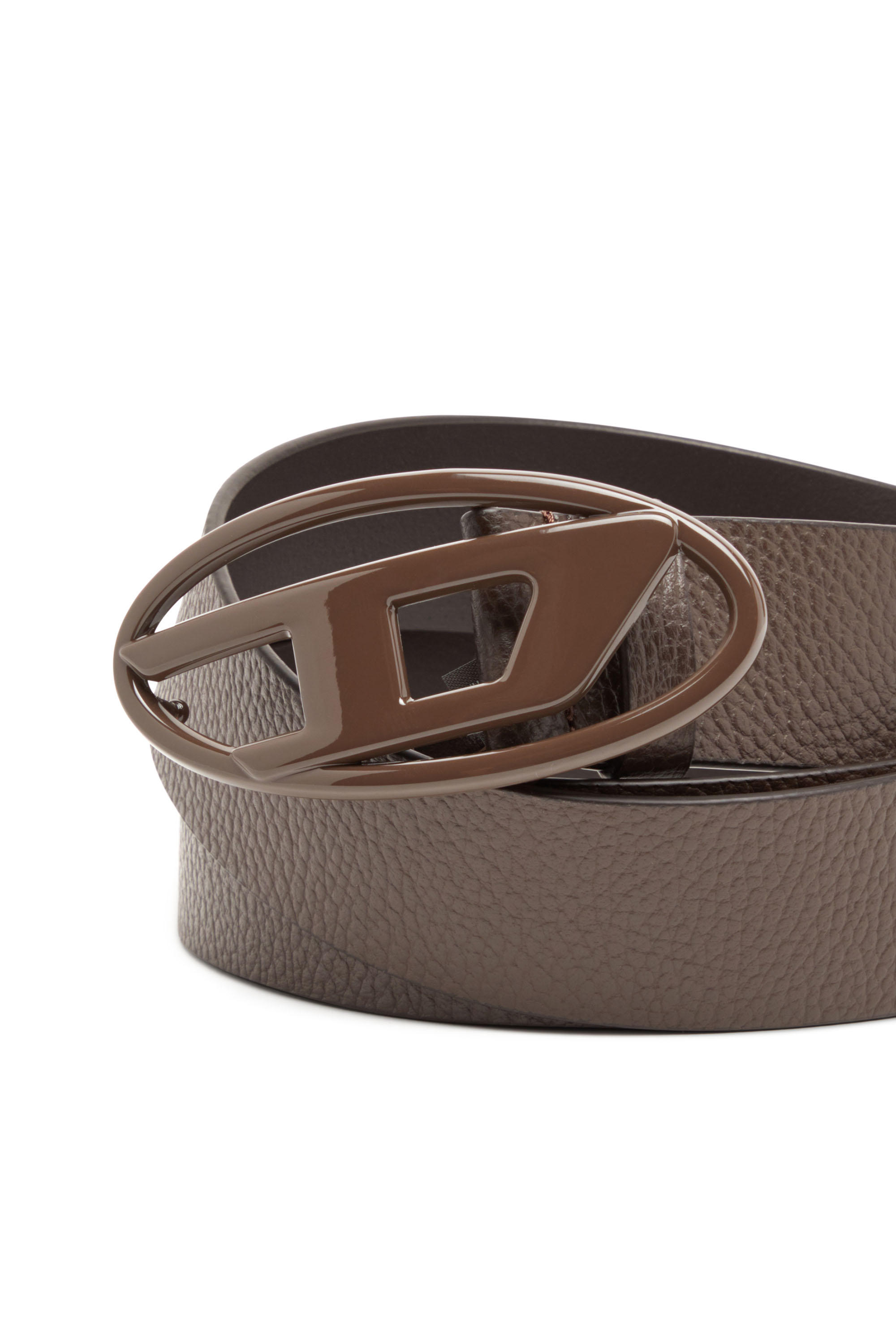 Diesel - B-1DR, Unisex Leather belt with matte buckle in Brown - Image 3