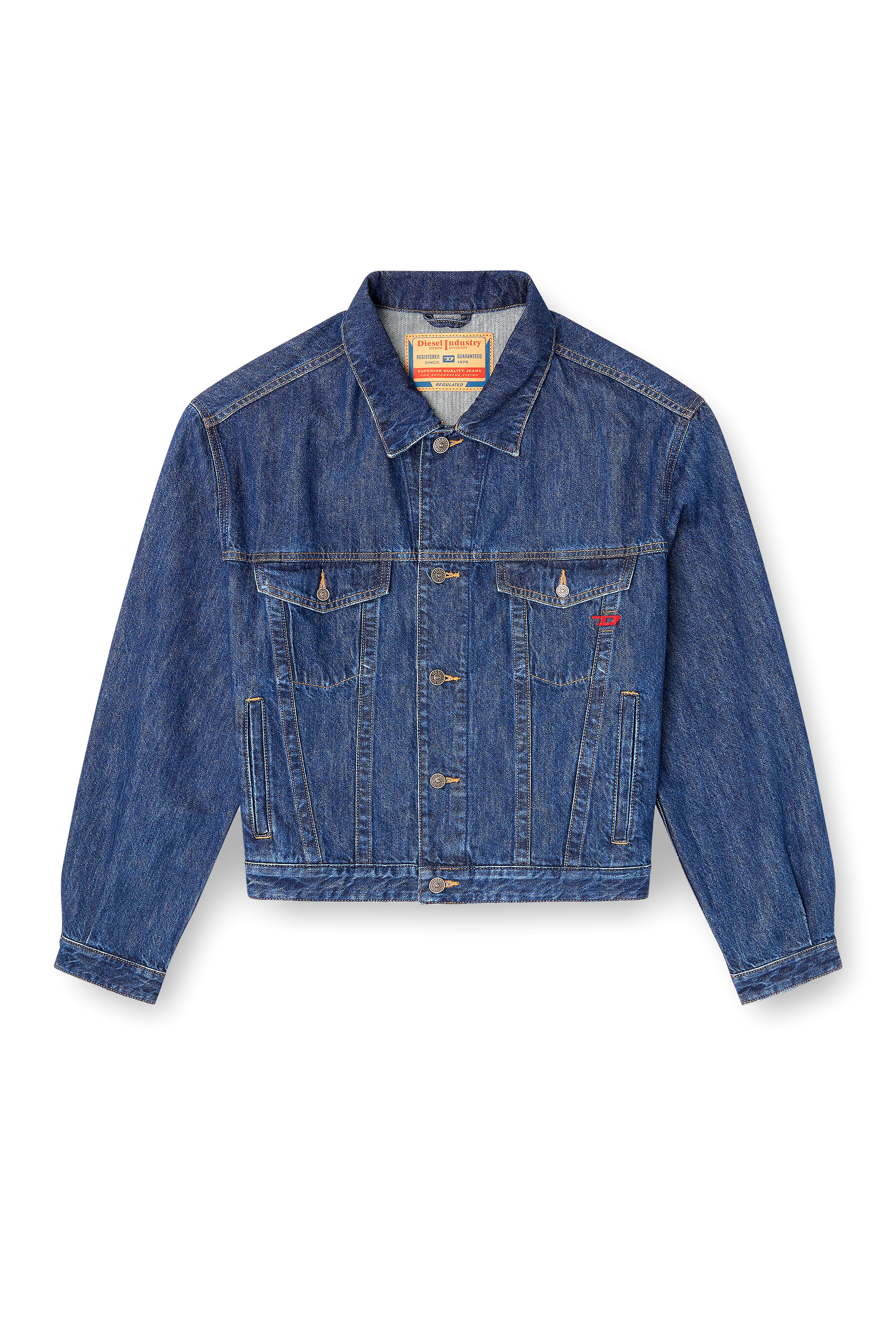 Diesel - D-RANGER, Man's Trucker jacket in denim in Medium blue - 3