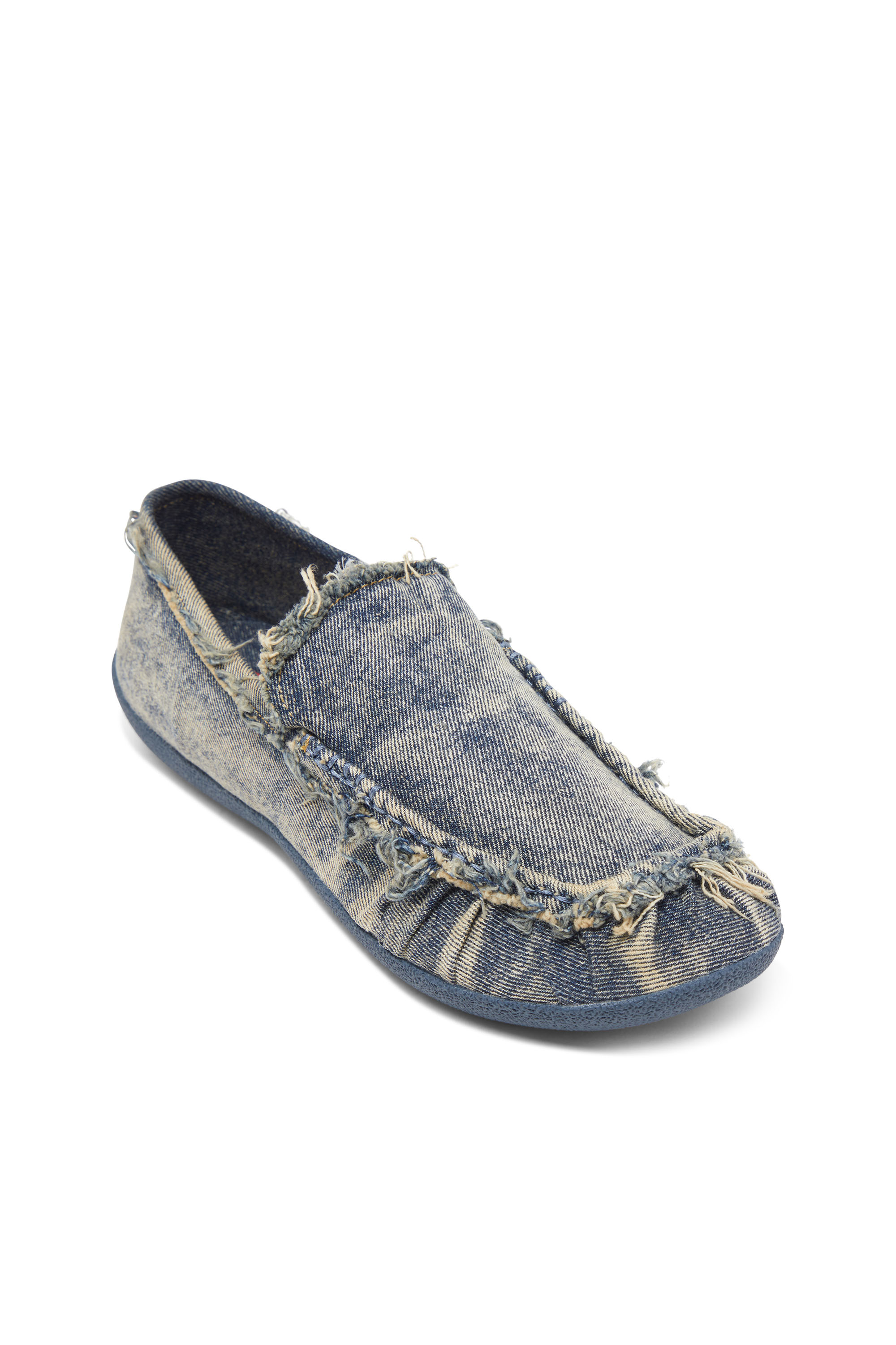 Diesel - D-SHOCK MOC, Man's D-Shock-Distressed denim loafers in Blue - 6