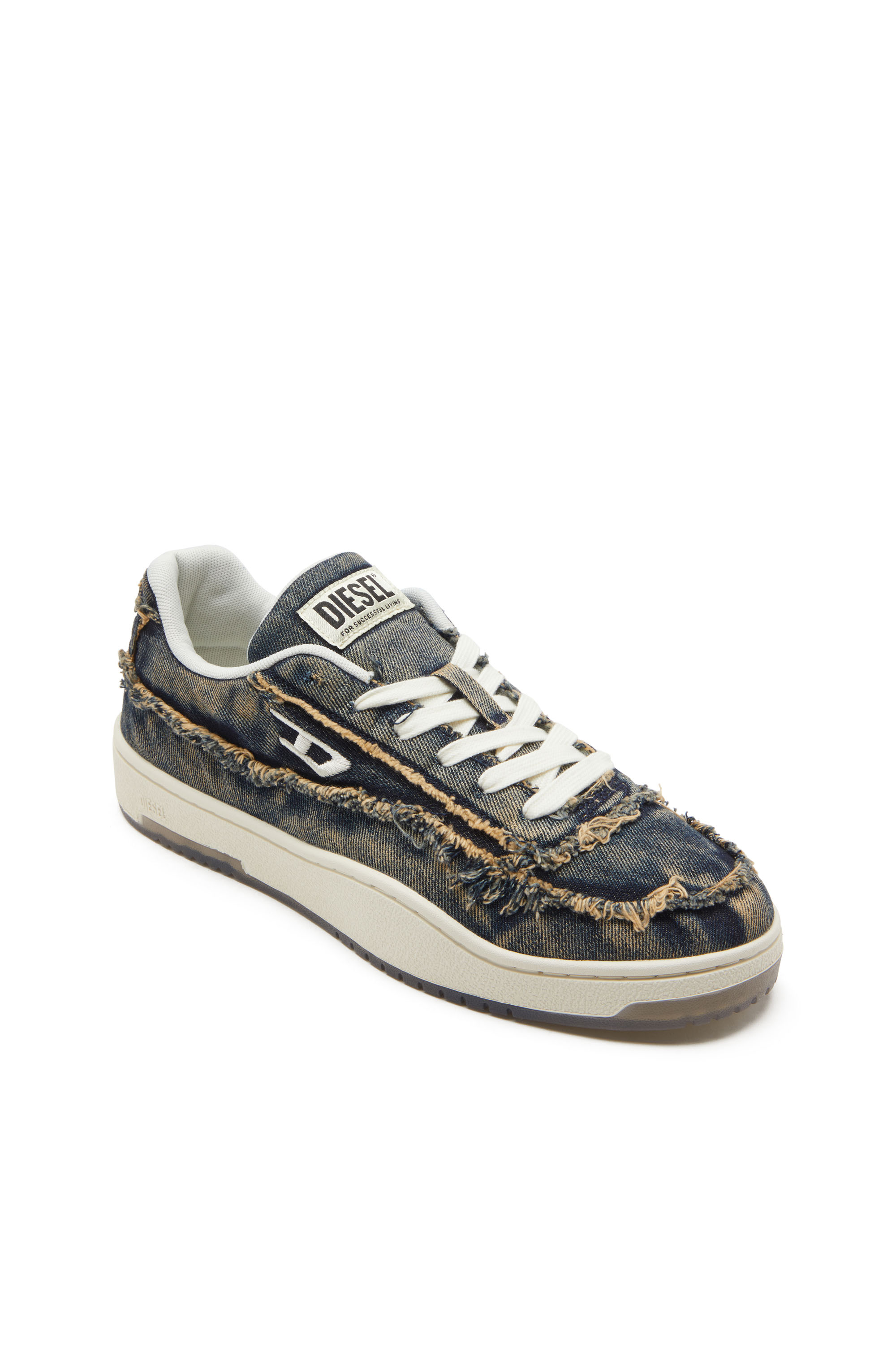 S-TRACKER-D LOW, Blue Diesel - S-TRACKER-D LOW, Man's S-Tracker-D-Frayed denim sneakers with transparent sole in Blue - 6