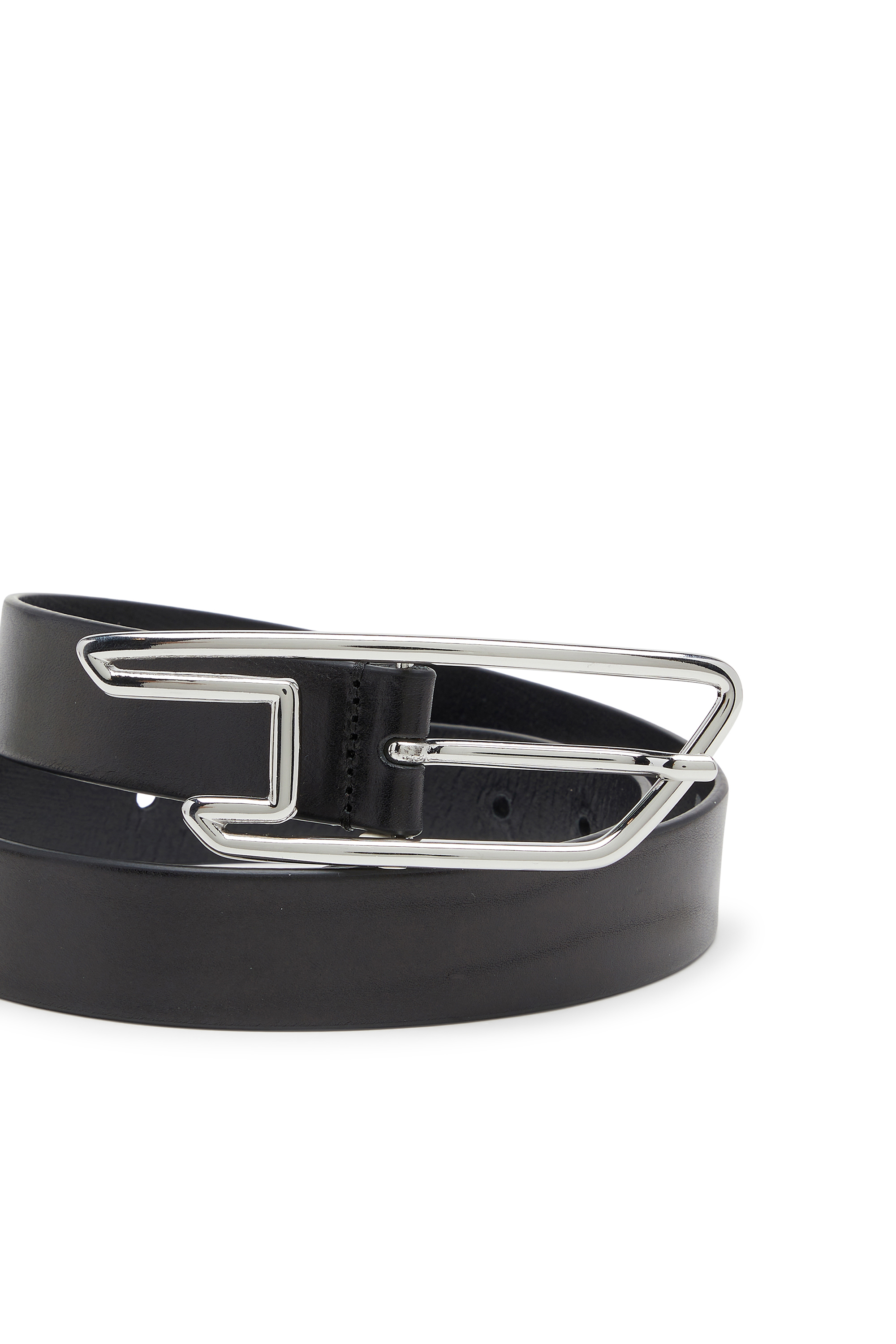 Diesel - B-D LINE W 30, Woman's 3cm belt in pull-up leather in Black - 3
