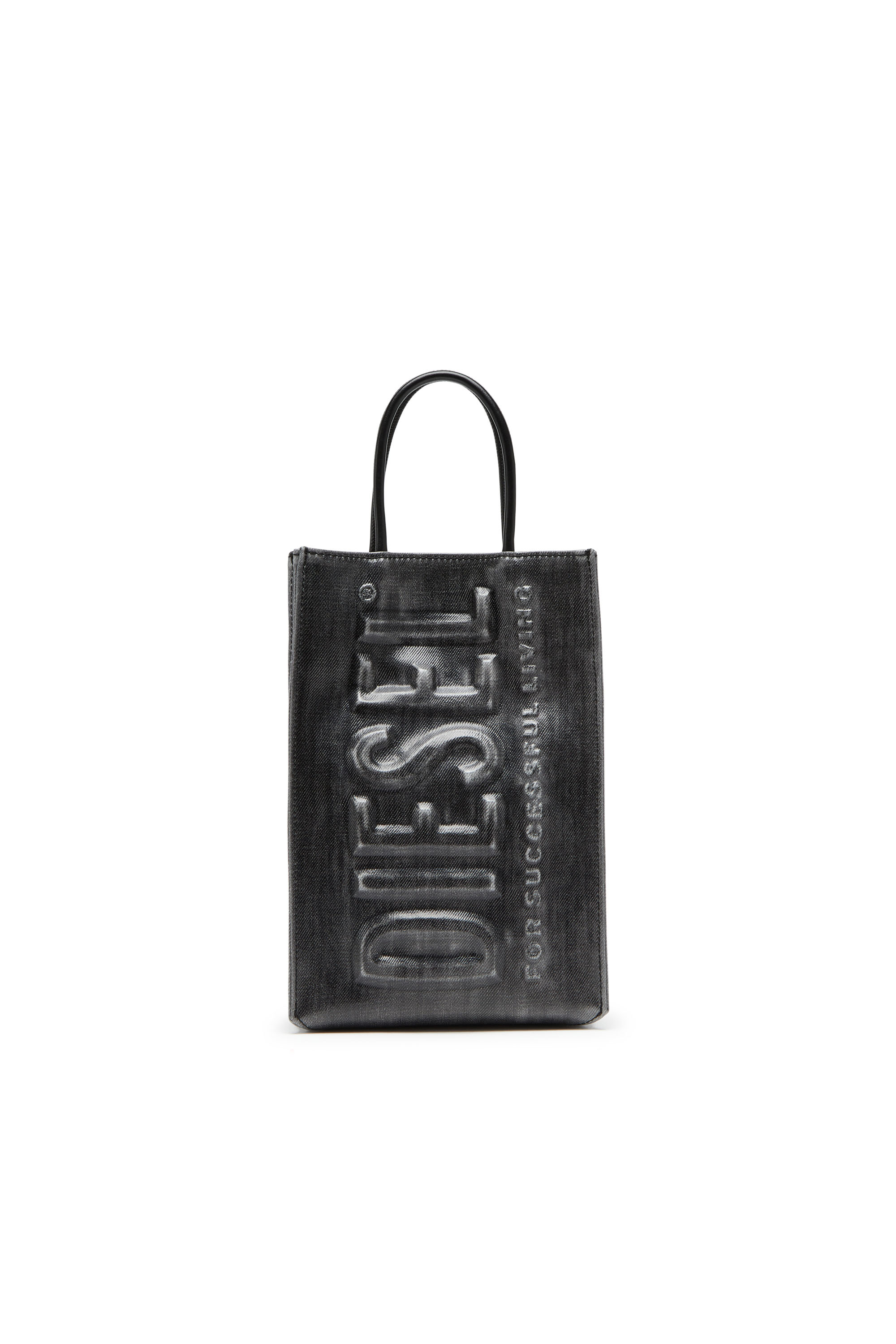Diesel - DSL 3D SHOPPER M X, Man Dsl 3D M-Tote bag in coated solarised denim in Black - Image 1