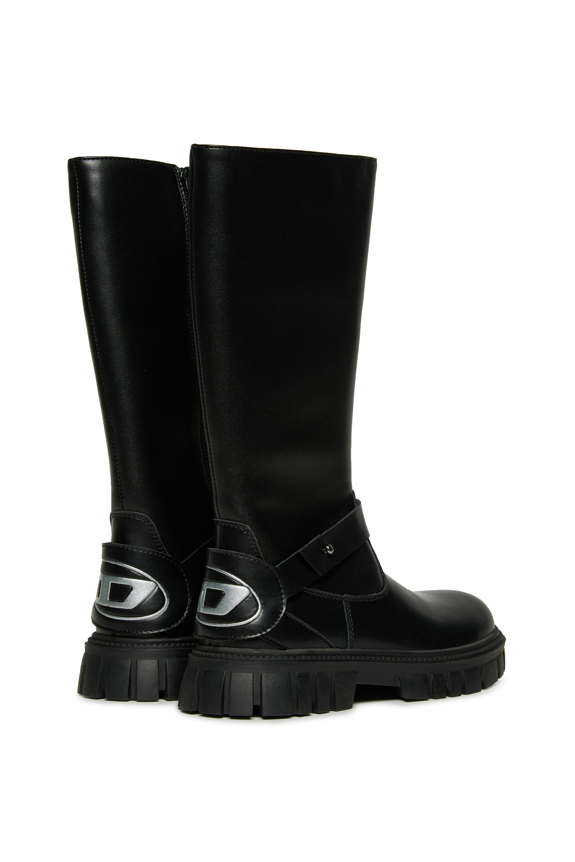 Diesel - D-HAMMER KNT PATCH, Unisex's D-Hammer High Leather Boots in Black - 3