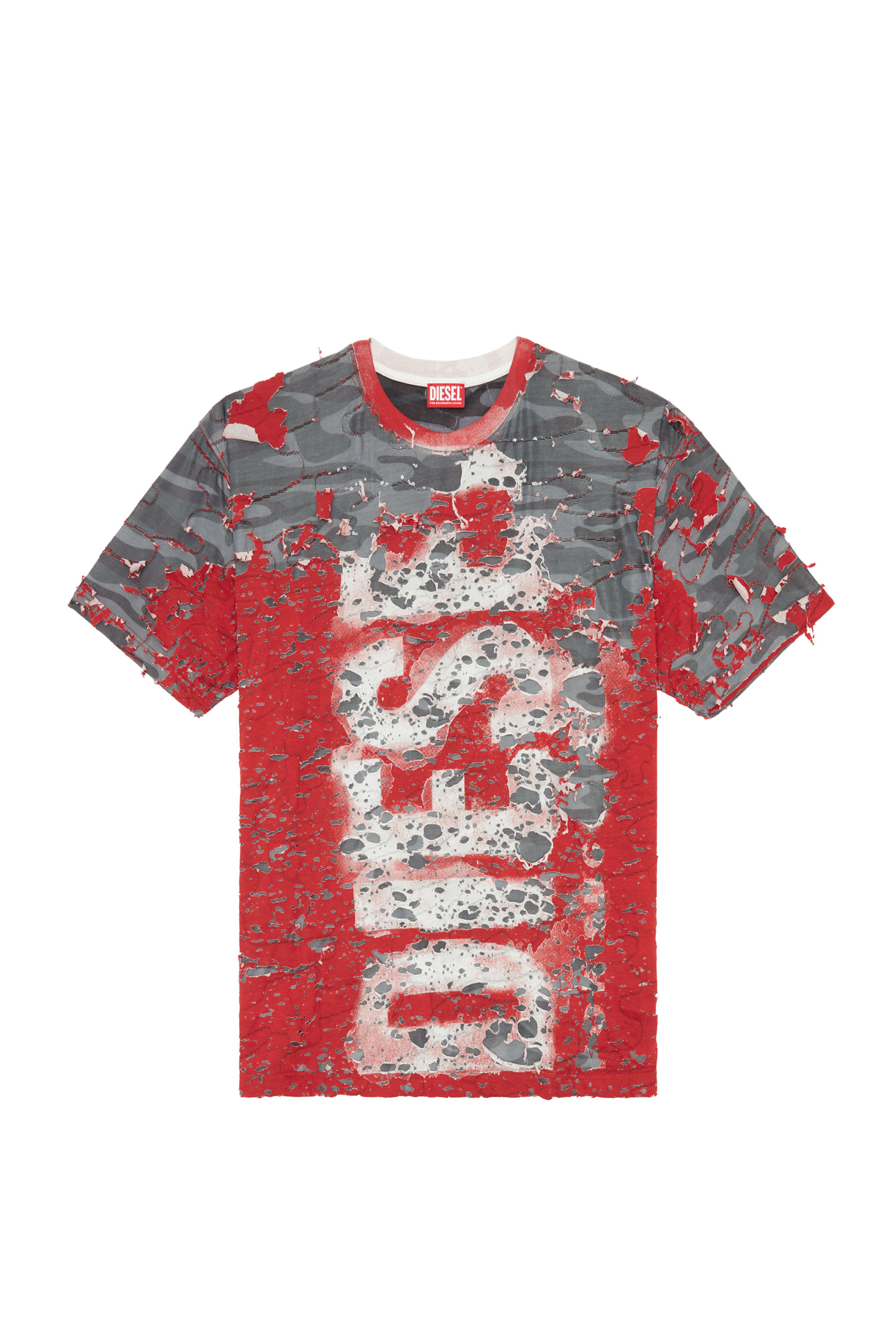 Diesel - T-BOXT-PEEL, Man Logo T-shirt in destroyed jersey in Red - Image 5