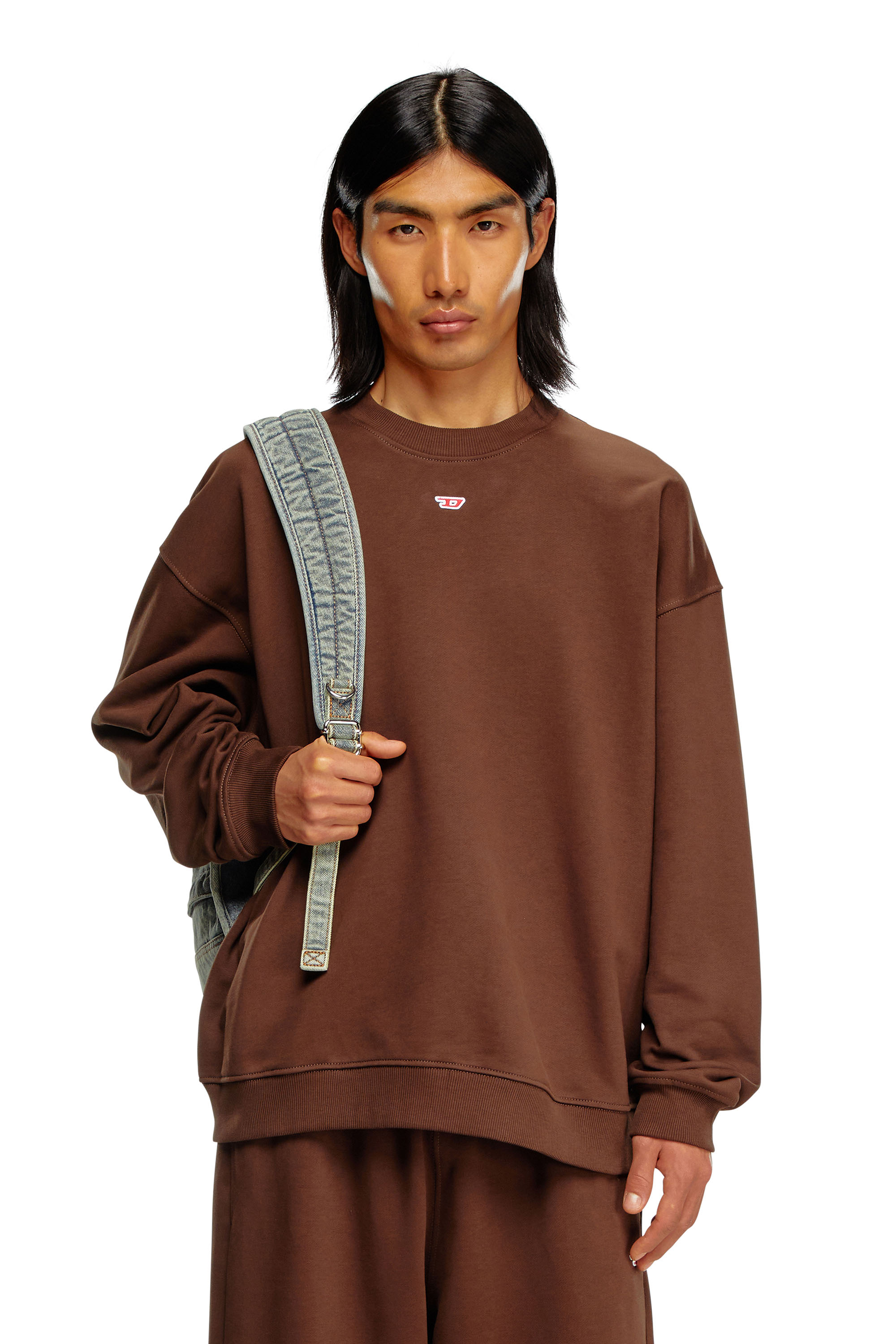 Diesel - S-BOXT-D, Man Sweatshirt with D logo patch in Brown - Image 1