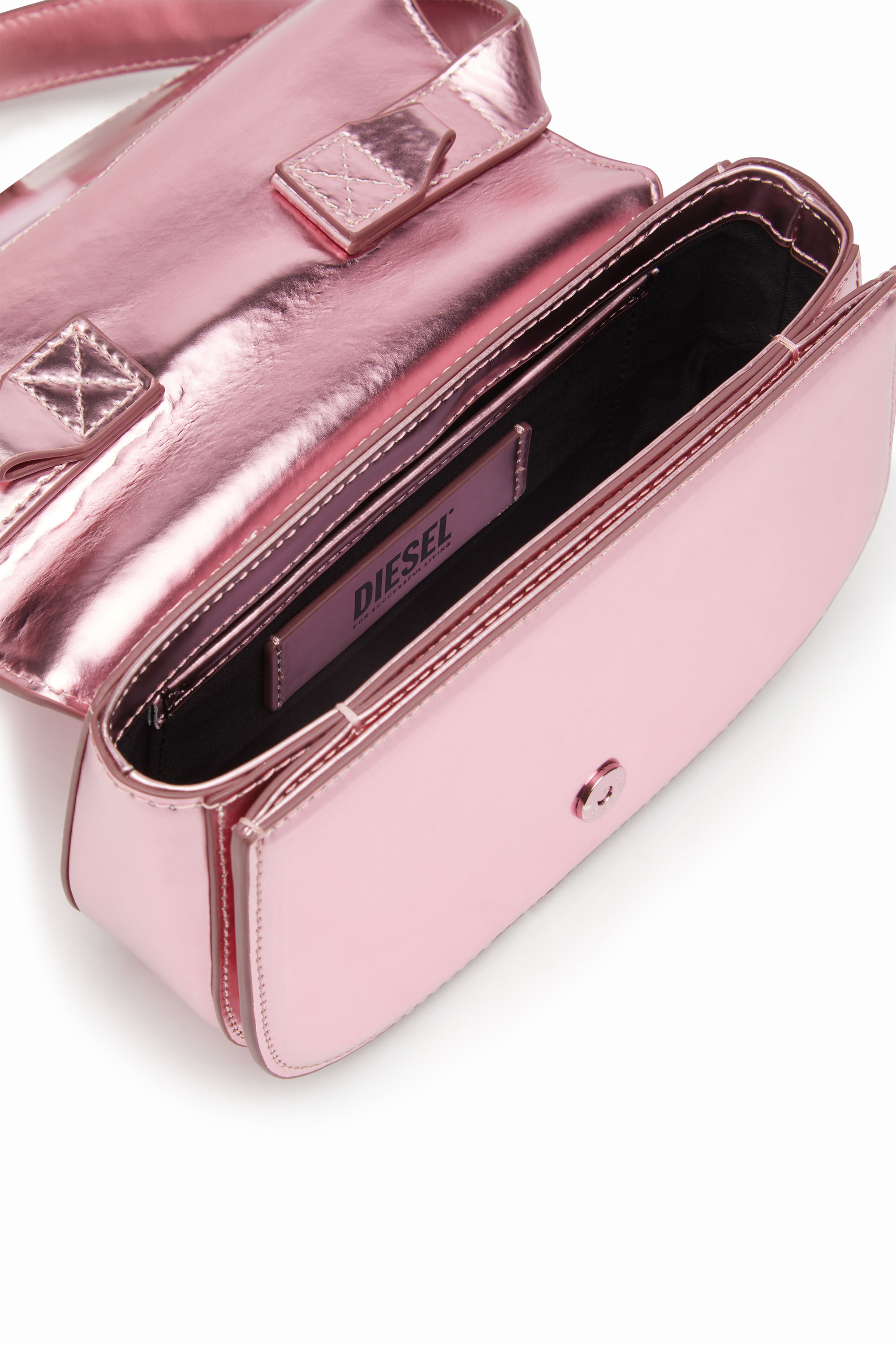 Diesel - 1DR, Woman's 1DR-Iconic shoulder bag in mirrored leather in Pink - 3