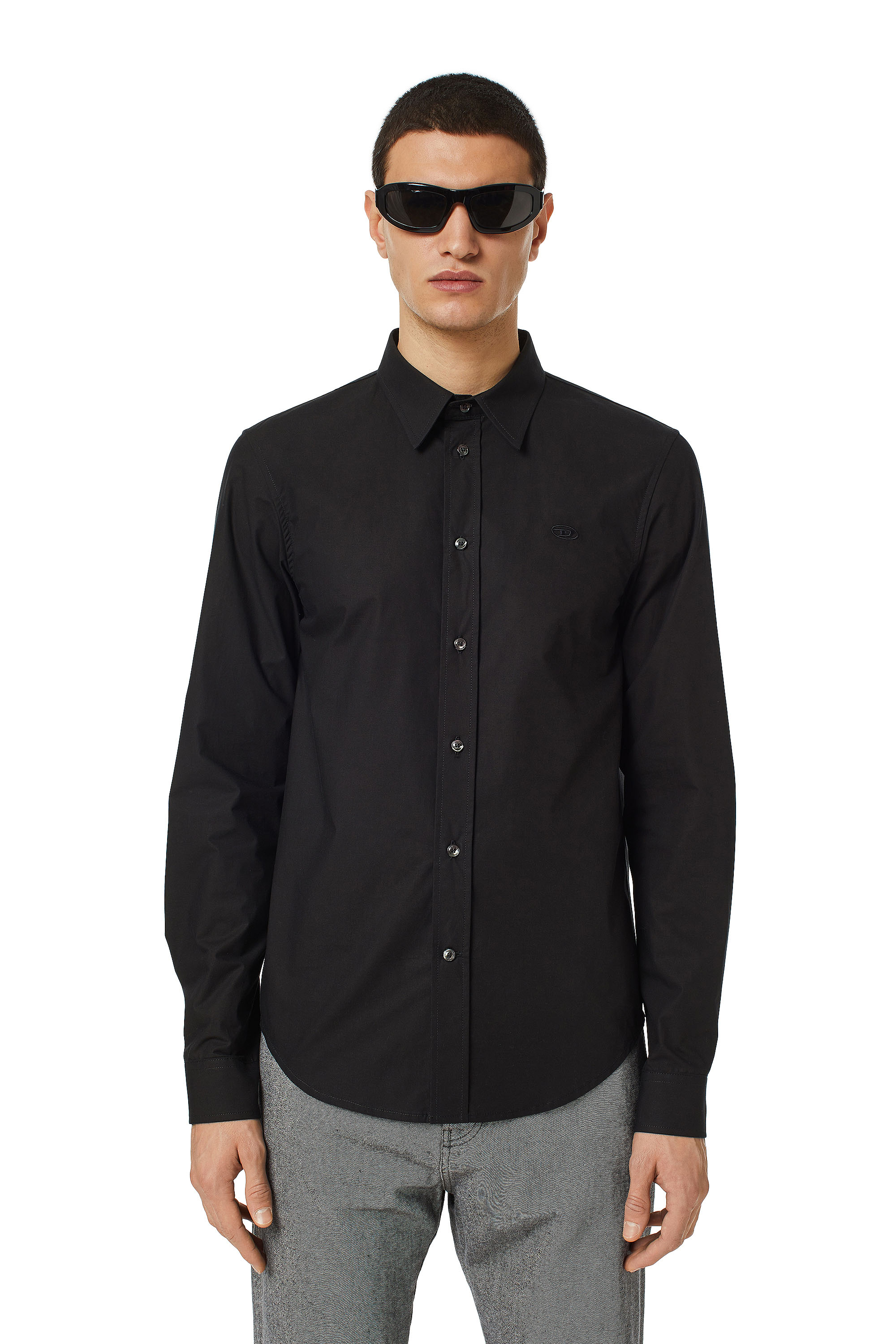 Diesel - S-BEN-CL, Man Shirt in technical cotton in Black - Image 1