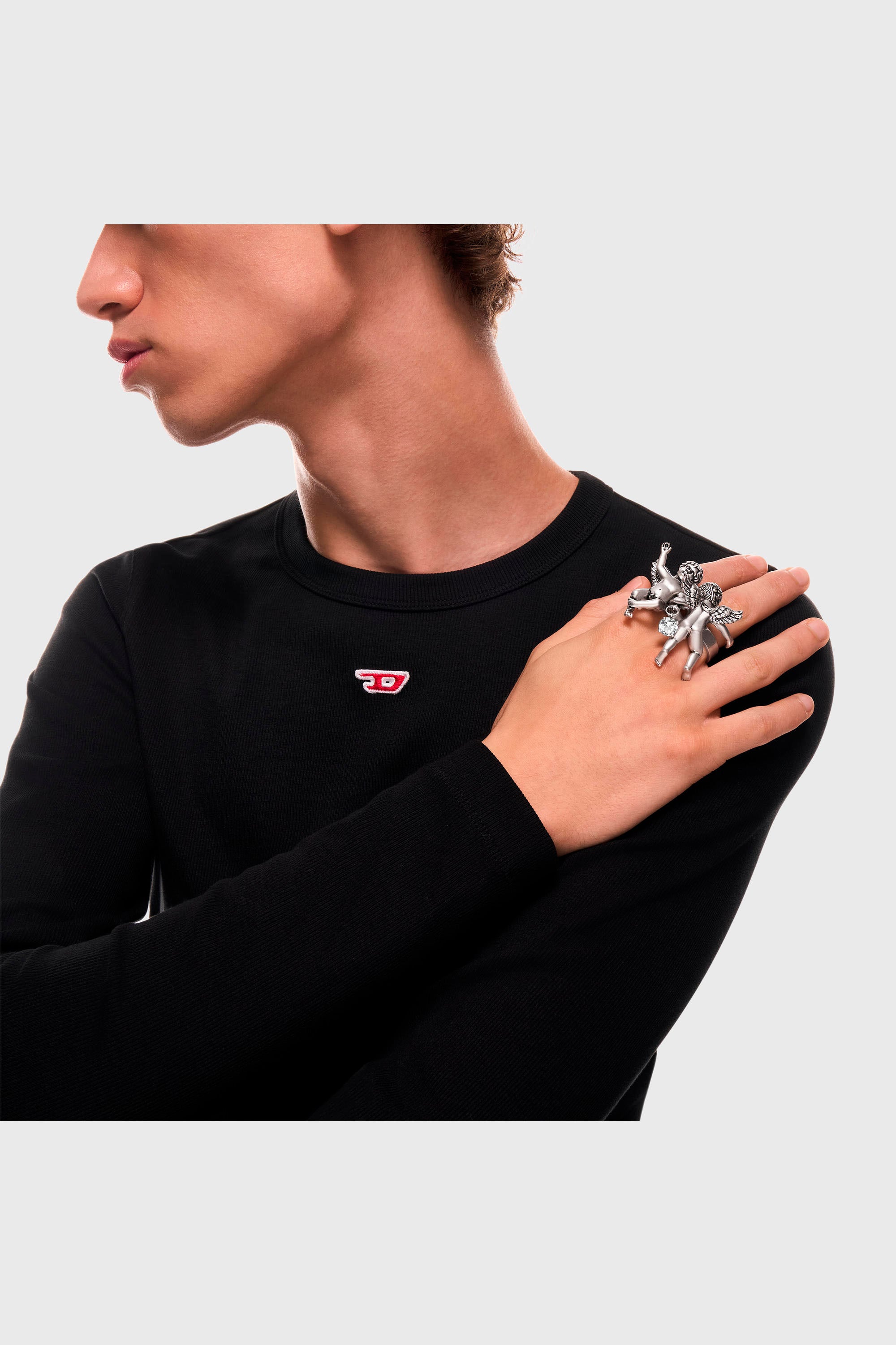 Diesel - DX1752040, Unisex's Silver-tone angels multi-finger ring in Silver - 4