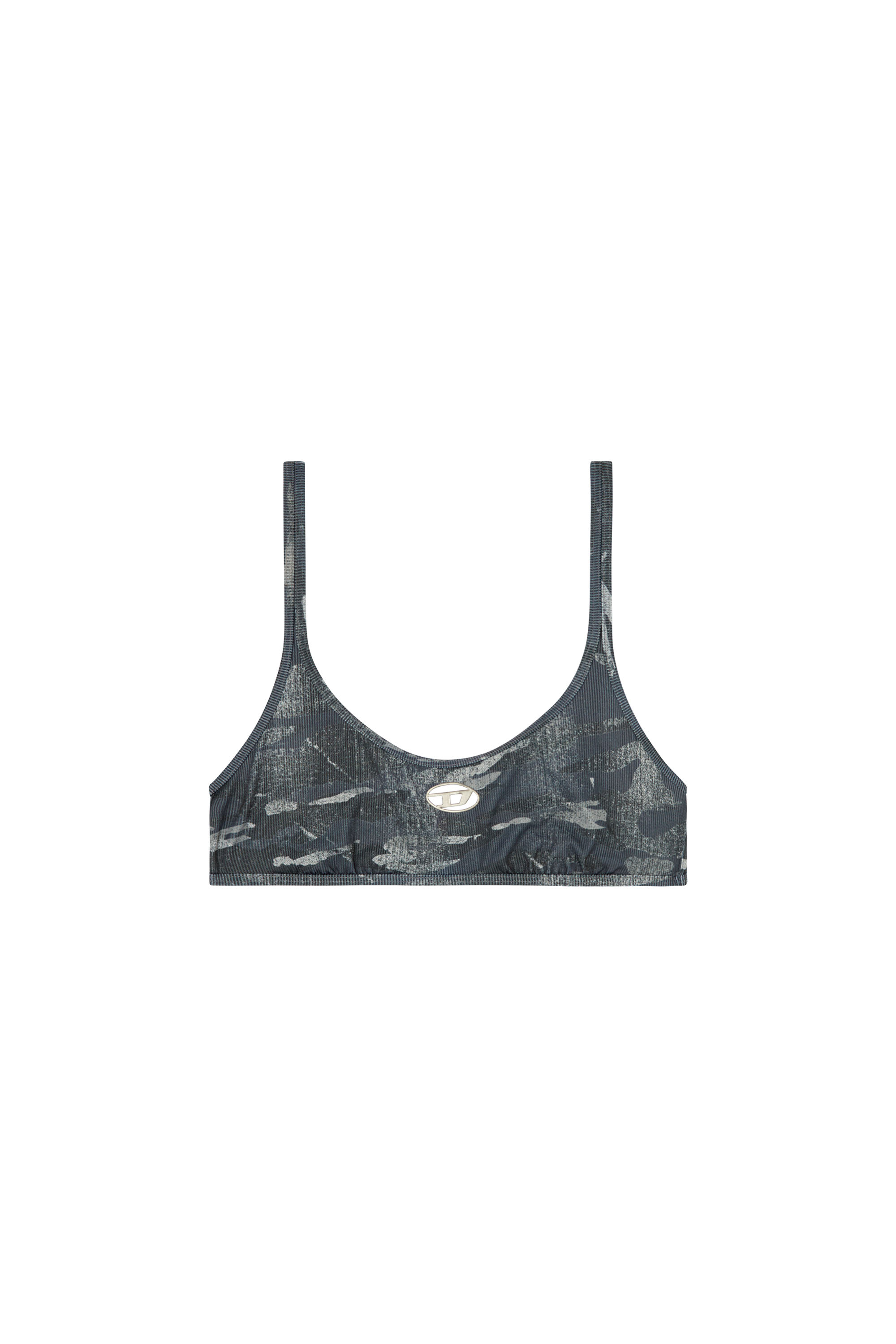 Diesel - UT-BRA-TOP-UTLT, Woman's Camo bikini top with cut-out logo in Grey - 4