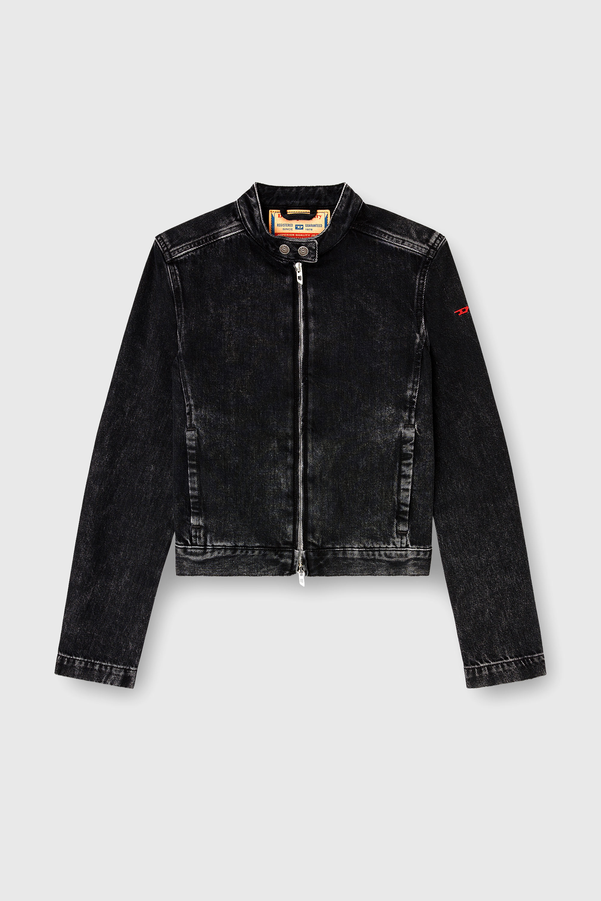 Diesel - DE-MORNIN, Woman's Moto jacket in denim in clean-wash denim in Black - 2