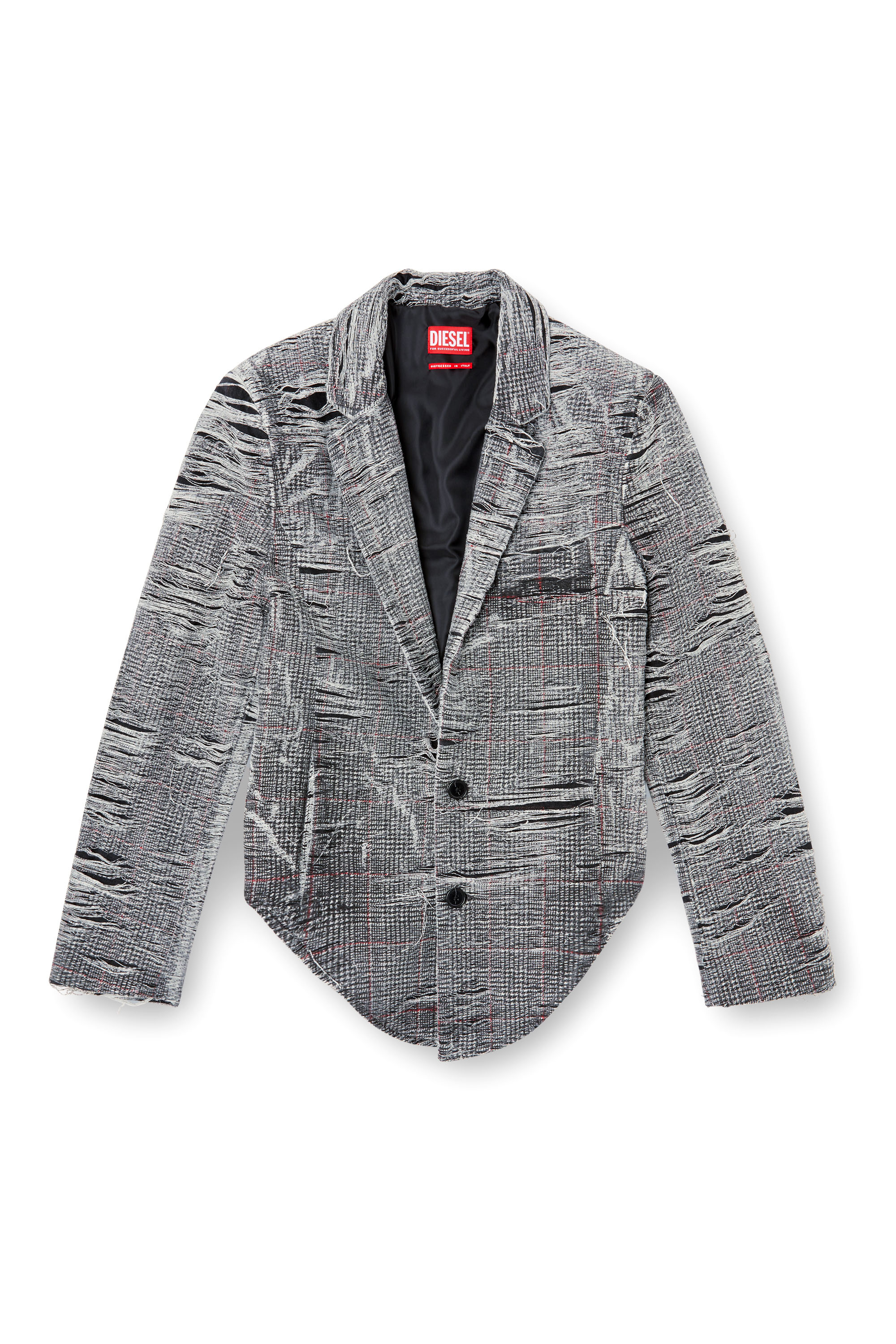 Diesel - DE-PHONIX-FSG, Woman's Blazer in distressed Prince of Wales denim in Grey - 2