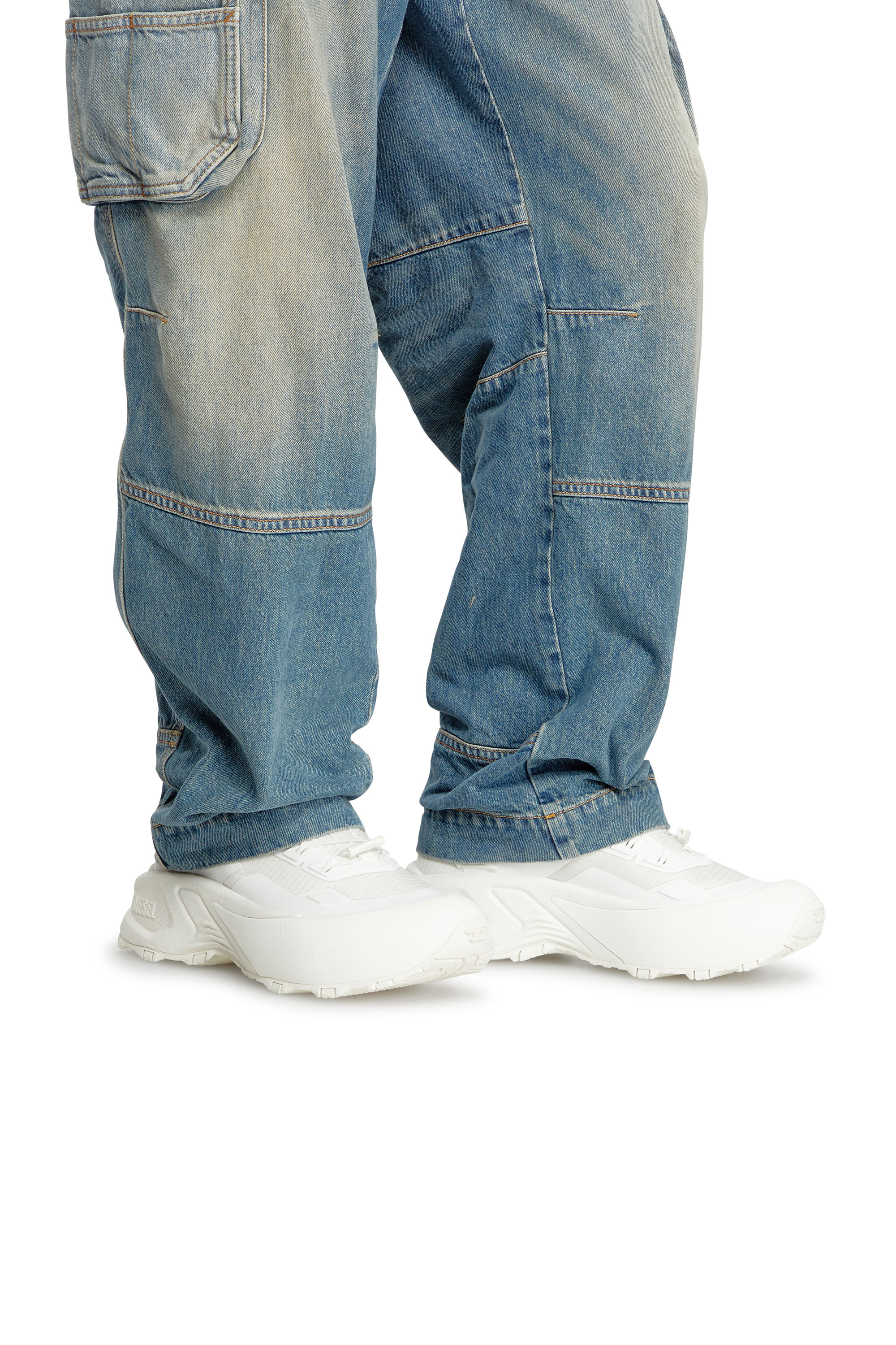 D-CAGE RUNNER, White Diesel - D-CAGE RUNNER, Man's D-Cage Runner-Sneakers in TPU-trimmed ripstop in White - 7