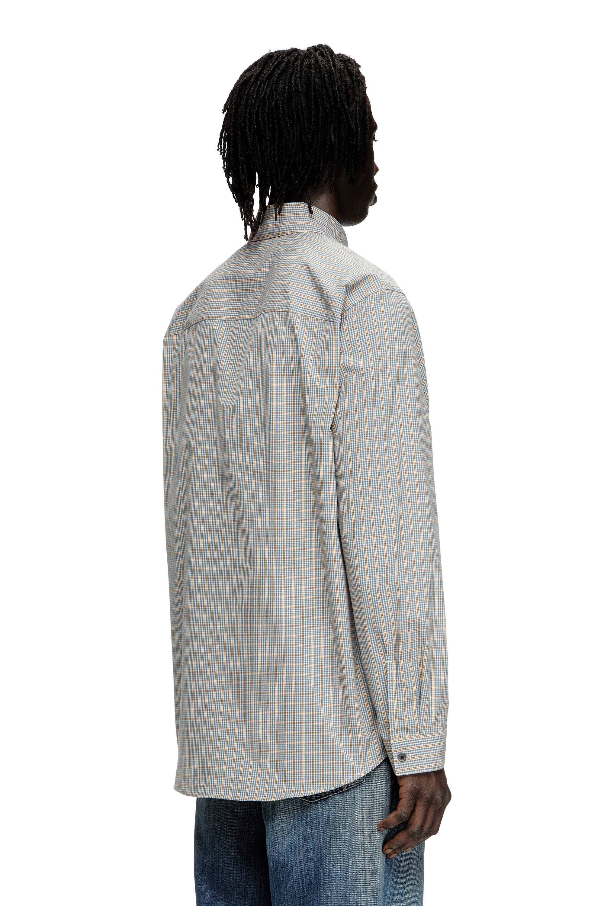 Diesel - S-SIMPLY-DLBV, Man's Checked shirt with Oval D embroidery in Brown/Grey - 4