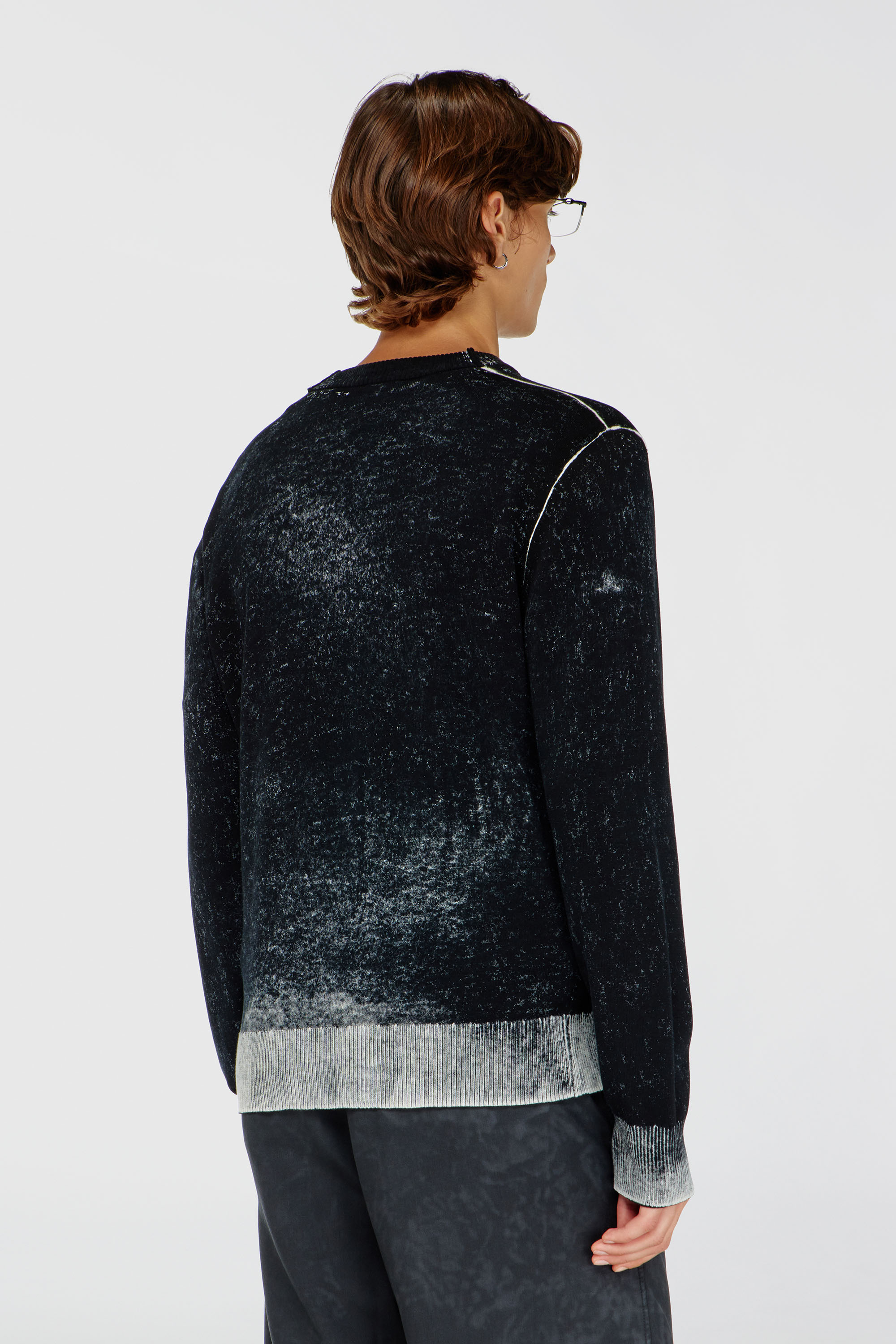 Diesel - K-LARENCE-B, Man's Reverse-print cotton jumper in Black - 4