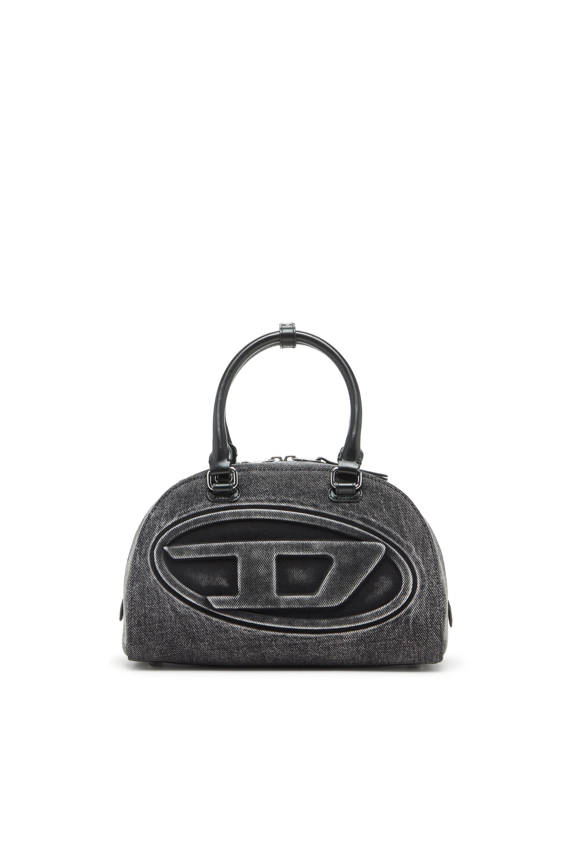 Diesel - 1DR DOME TOP HANDLE, Woman's 1DR Dome-Bowling bag in washed denim in Grey - 1