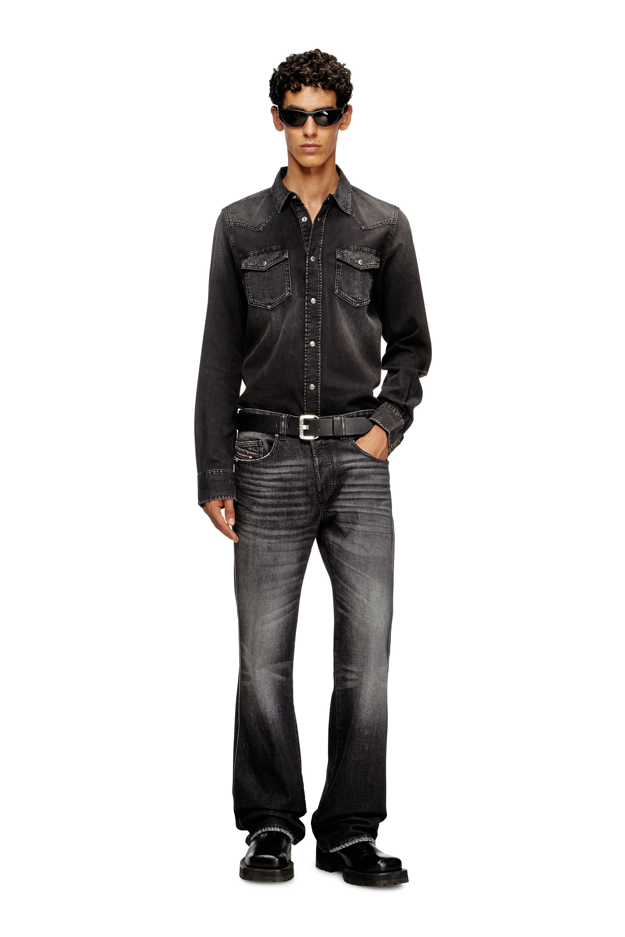 Diesel - D-VEGA, Man's Denim overshirt in Black - 1