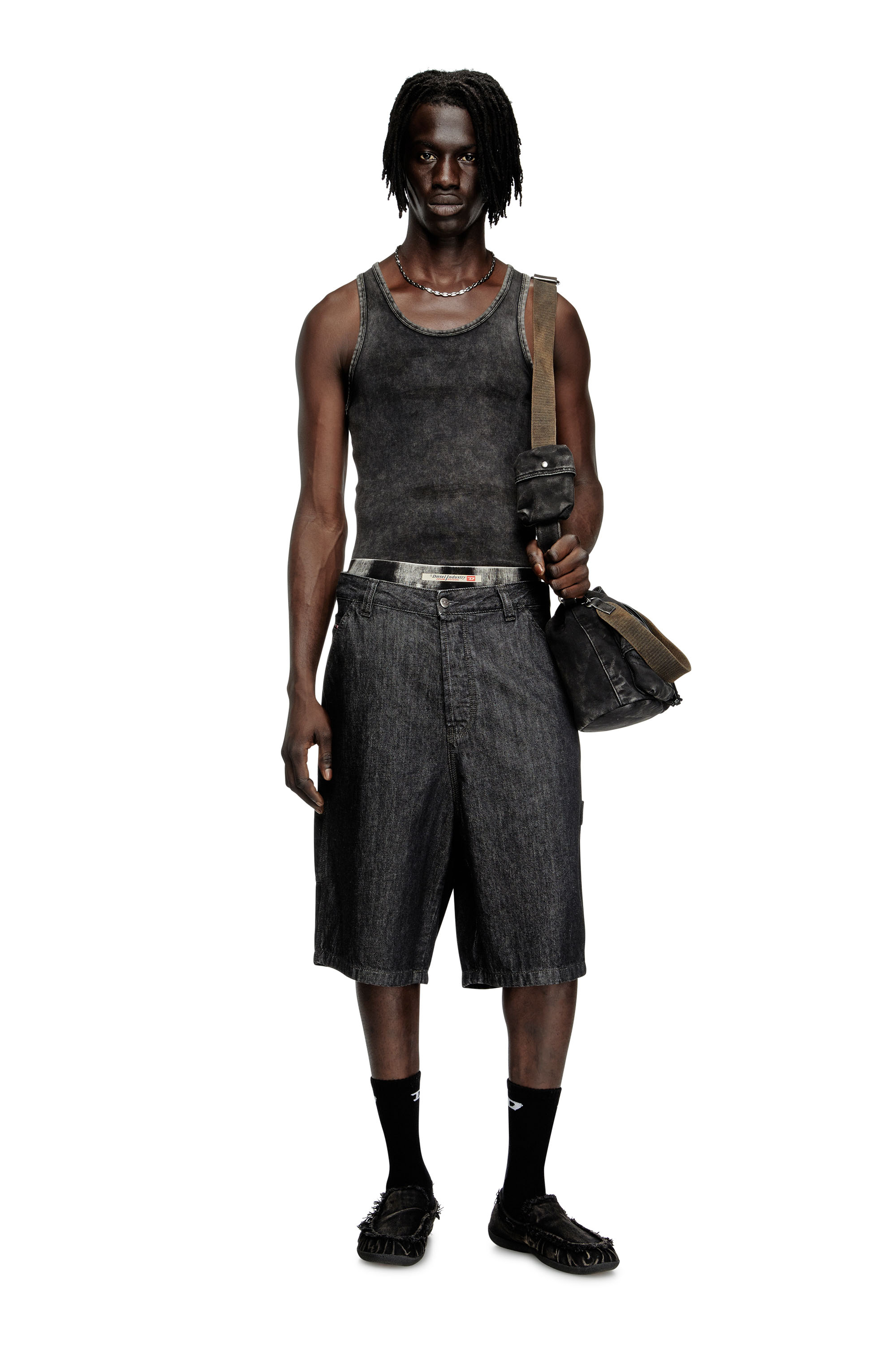 D-LIVERY-W-SHORT, Black Diesel - D-LIVERY-W-SHORT, Man's Shorts in rinse-wash denim in Black - 1