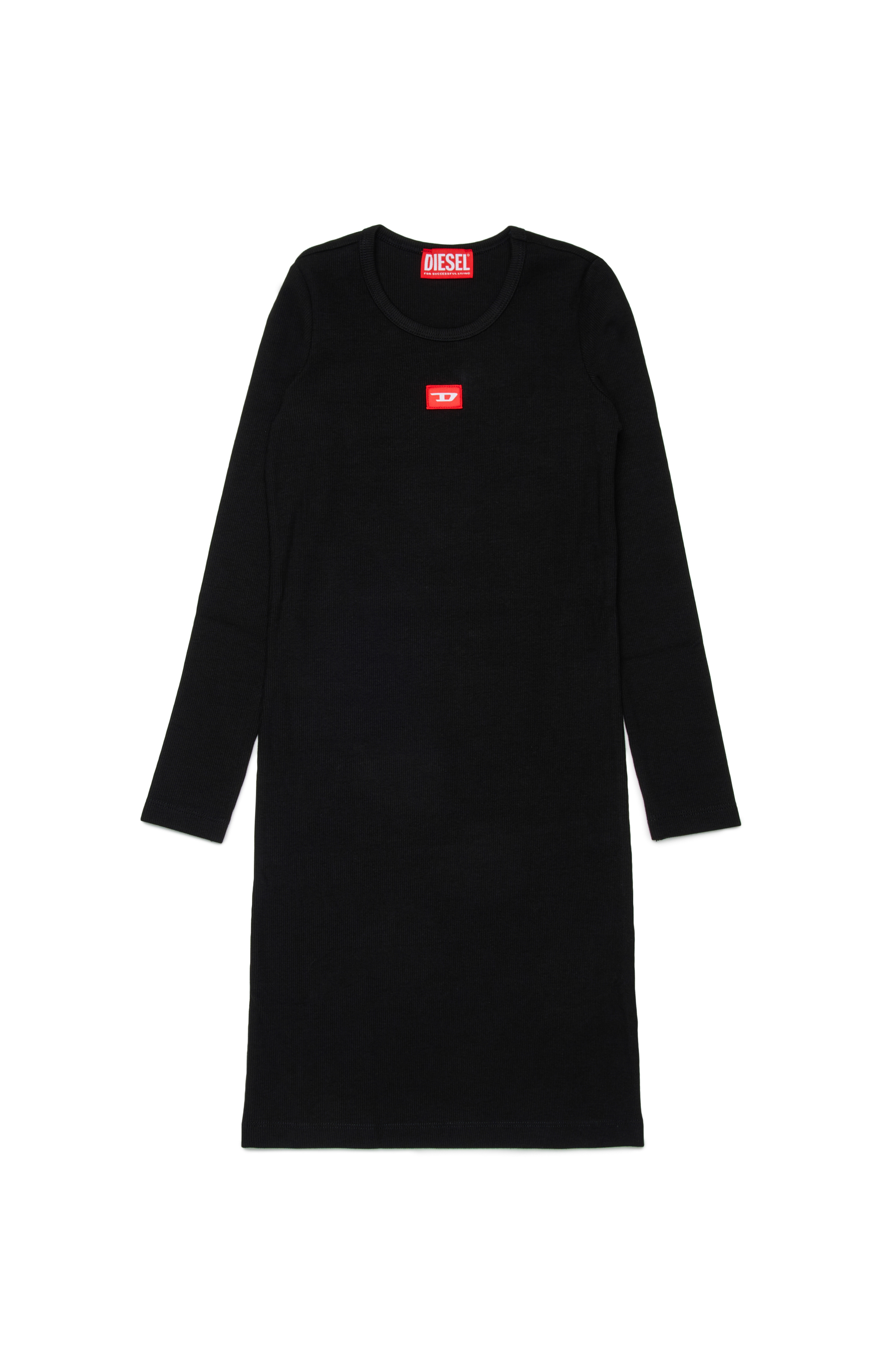 Diesel - DEBRA, Woman's Cotton dress with logo print in Black - 1