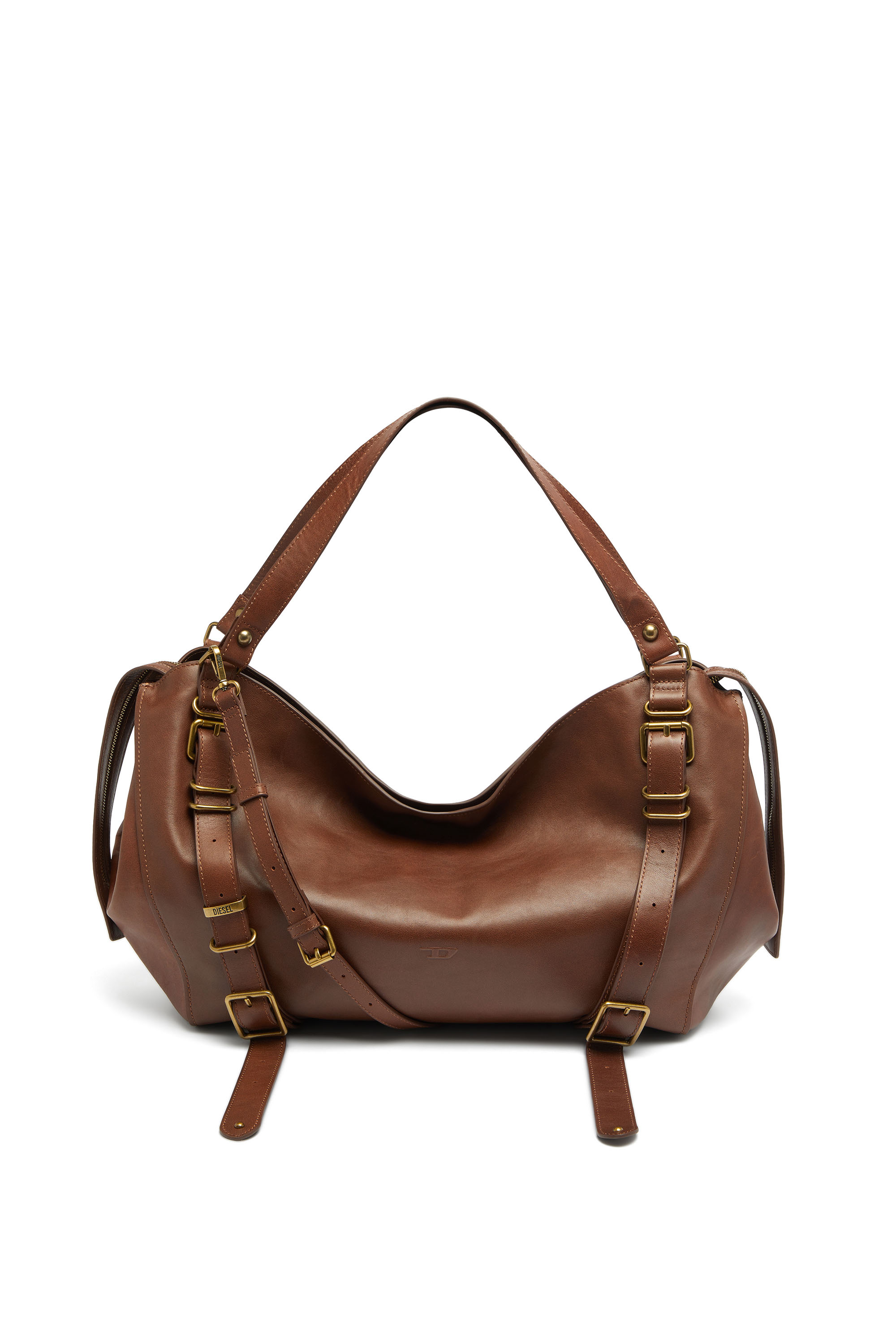Diesel - D-ONE TOPHANDLE L, Unisex's D-One-Large top-handle bag in treated leather in Brown - 2