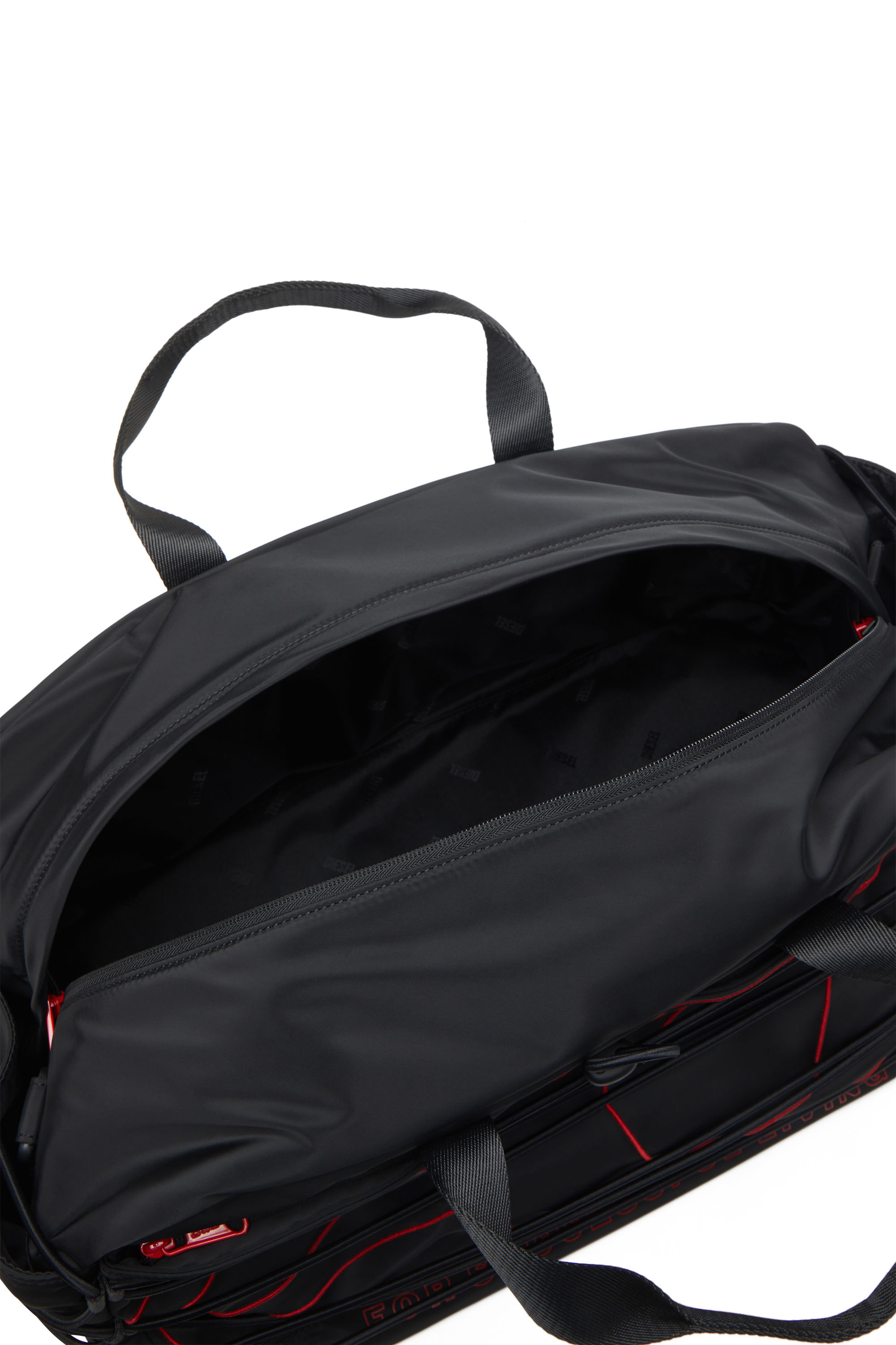 Diesel - TECH-D DUFFLE X, Unisex's Tech-D-Nylon duffle bag with Oval D embroidery in Black - 4