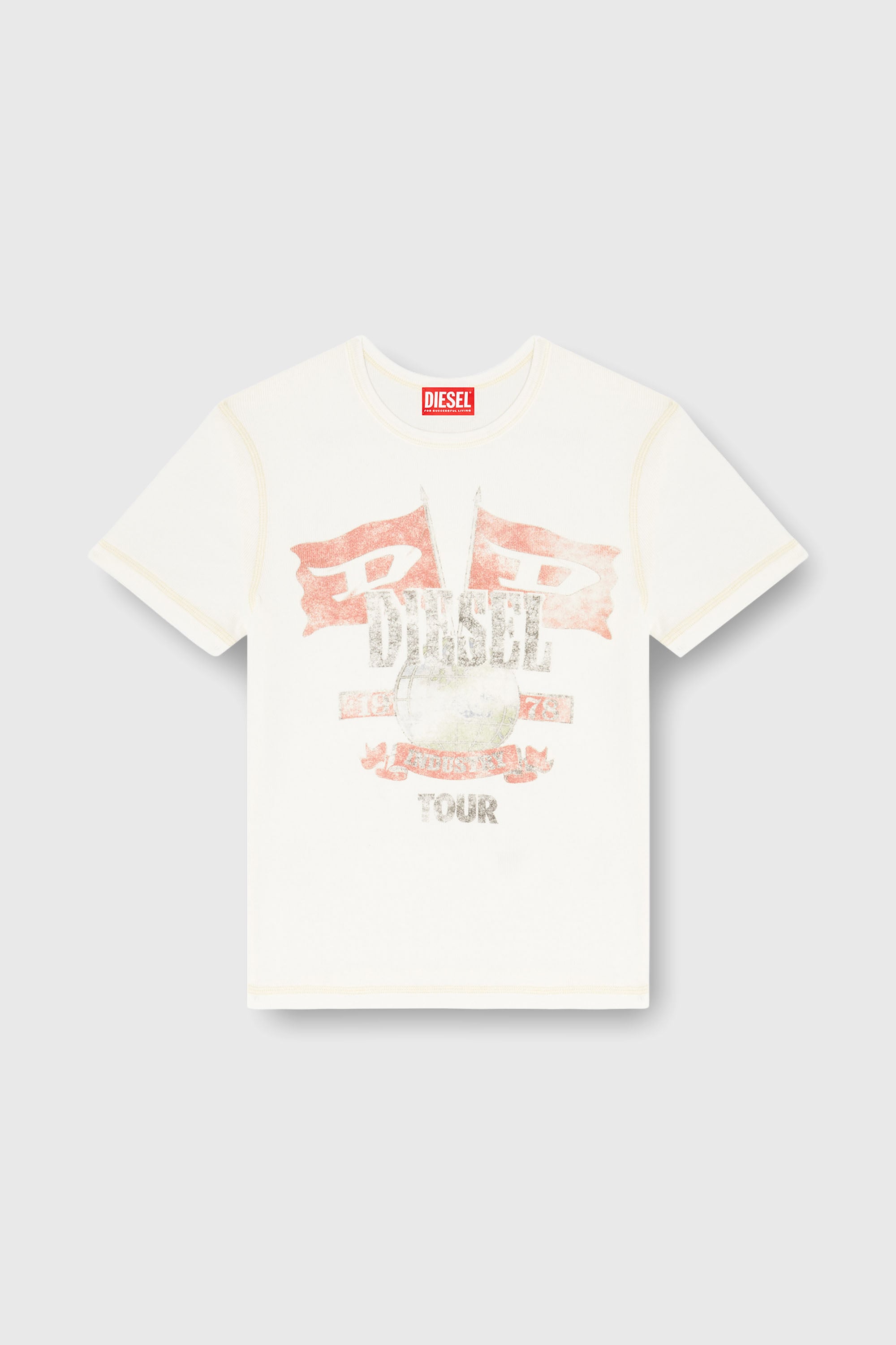 Diesel - T-MARSY-RIB, Woman's Ribbed T-shirt with concert graphics in null - 2
