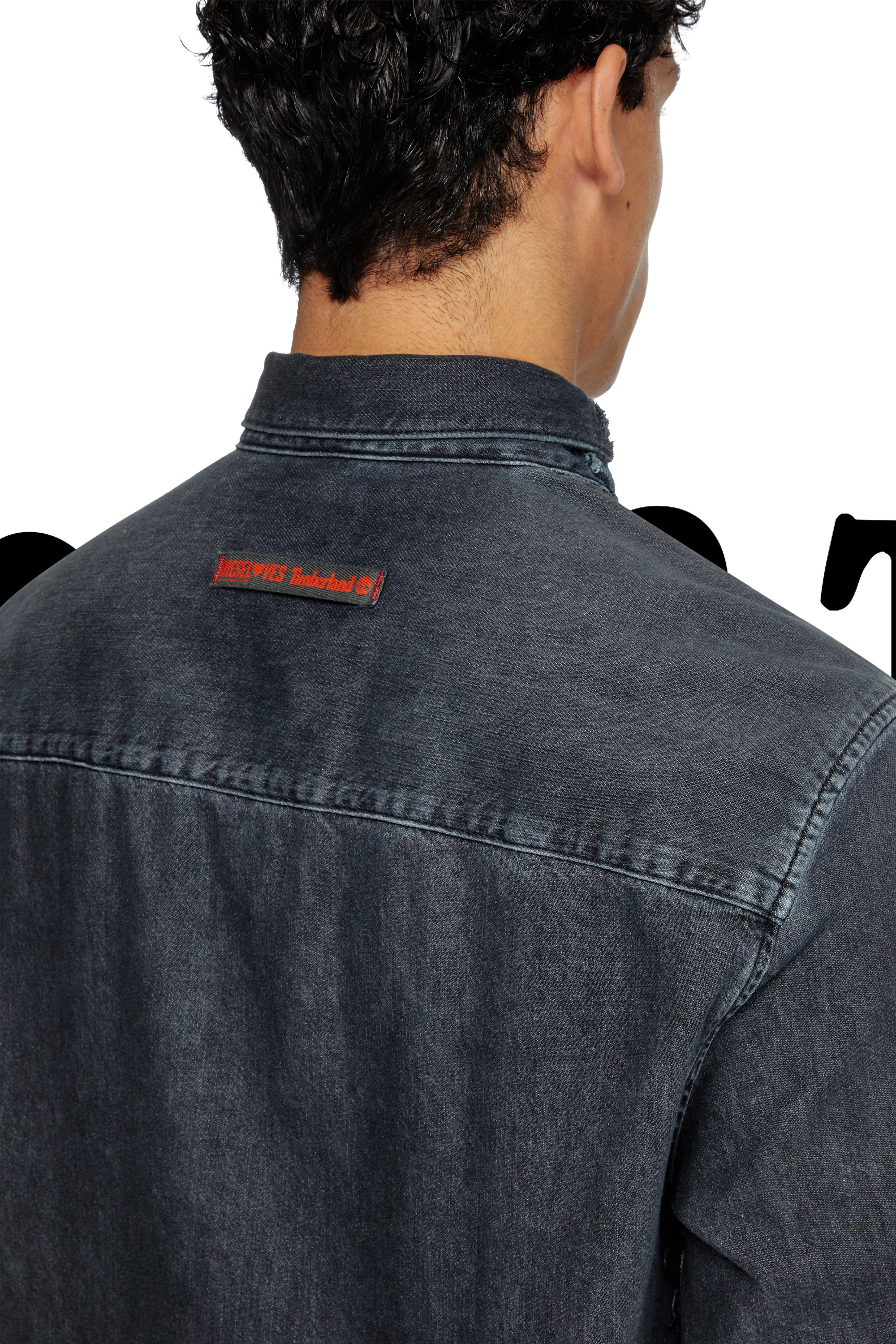 Diesel - Shirt Dieseloves 6B, Unisex's Overdyed check and denim shirt in Blue/Black - 1