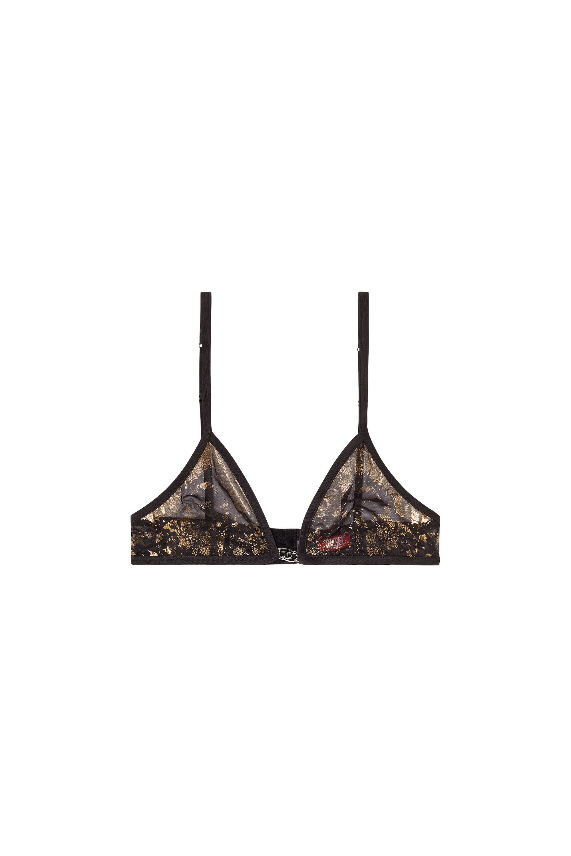 Diesel - LUNA-GFT, Woman's Stretch-tulle bra with metallic effect in Black/Gold - 2