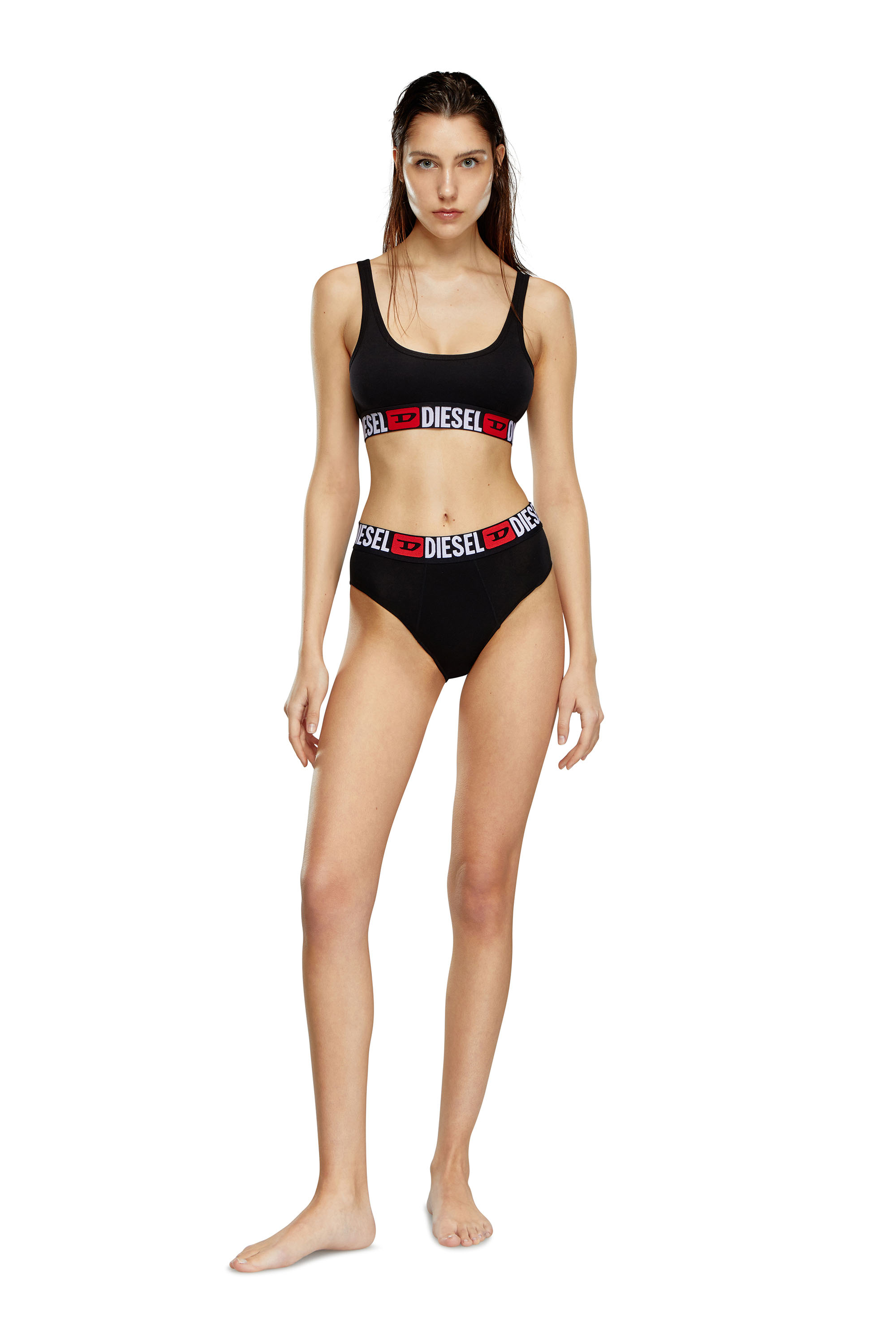 Diesel - UFPN-BLANCA-R-THREEPACK, Woman's Three-pack ribbed high-waisted briefs in Black - 2
