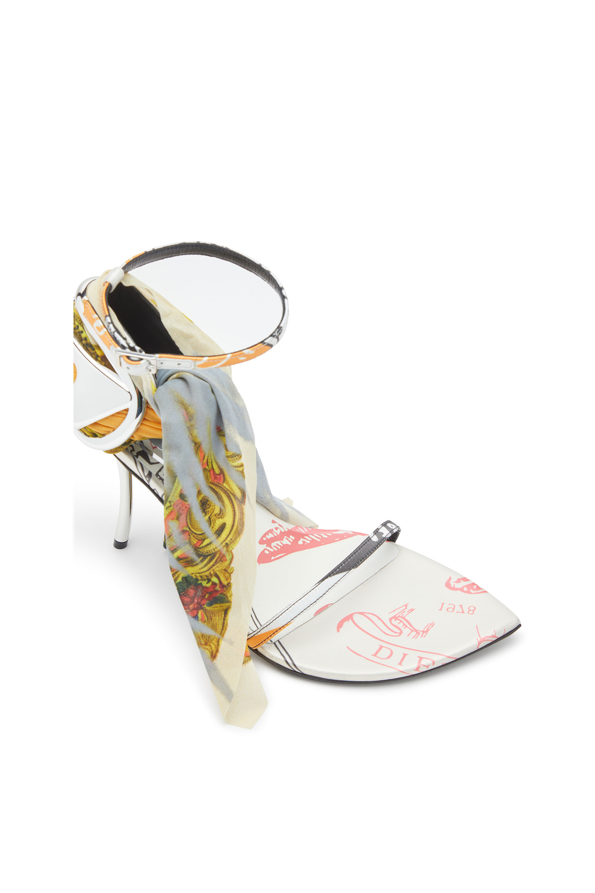 Diesel - D-TEN&HALF SDL BANDANA, Woman's D-Ten&Half-Bandana stiletto sandals in satin in Yellow/Grey - 6
