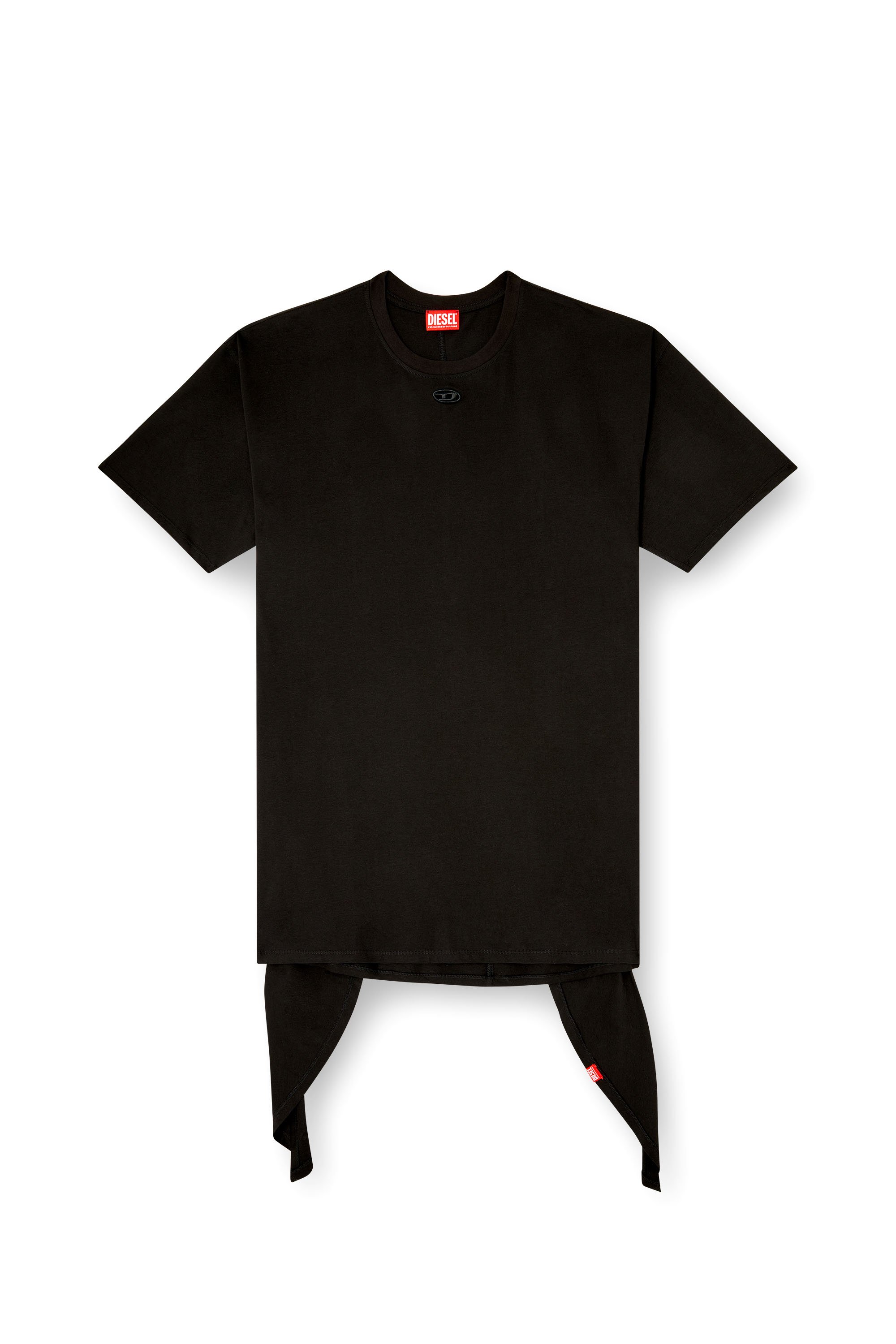 Diesel - D-EIVOR, Woman's T-shirt dress with tie front in Black - 3