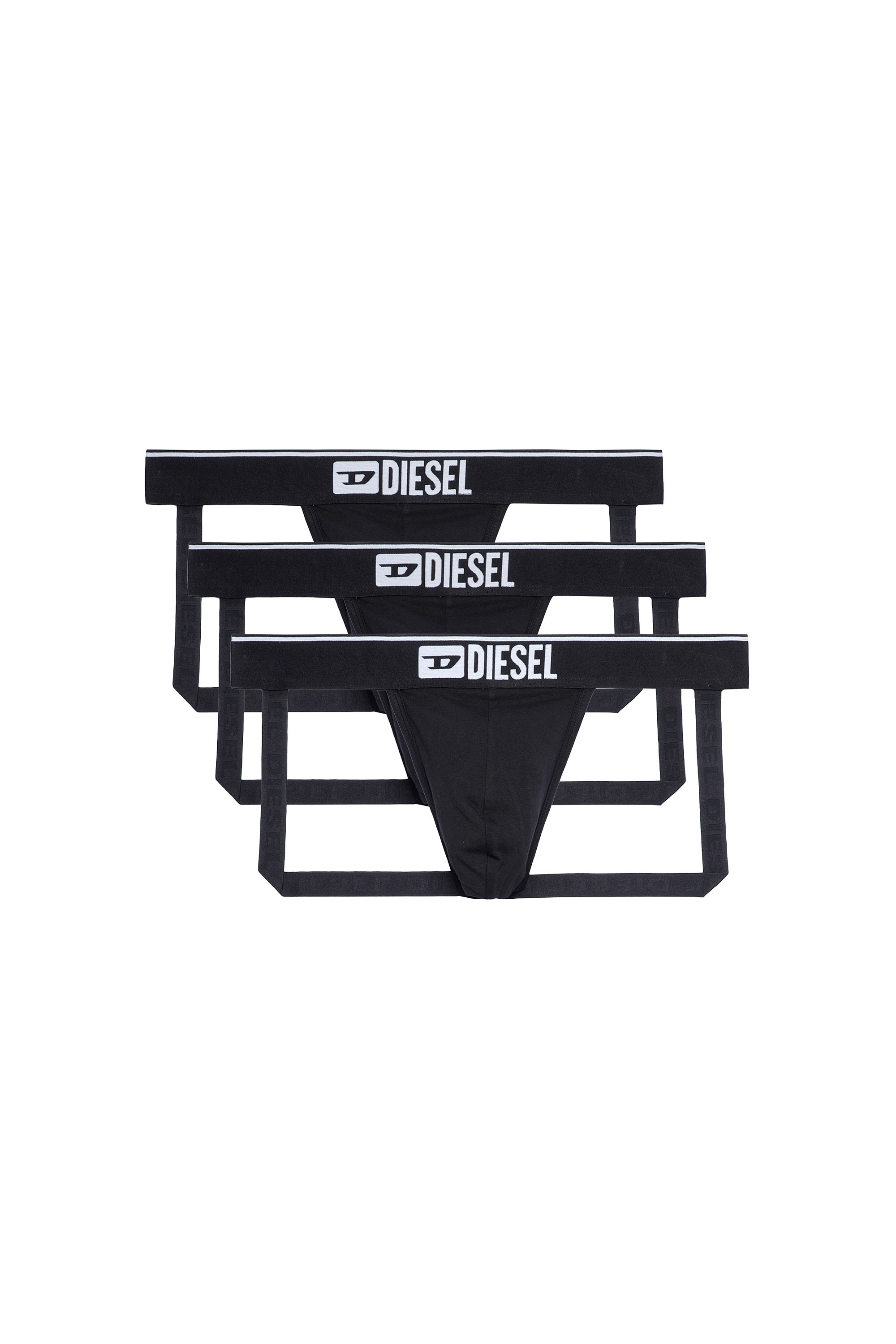Diesel - UMBR-JOCKYTHREEPACK, Man's Three-pack jockstraps with front logo in Black - 2