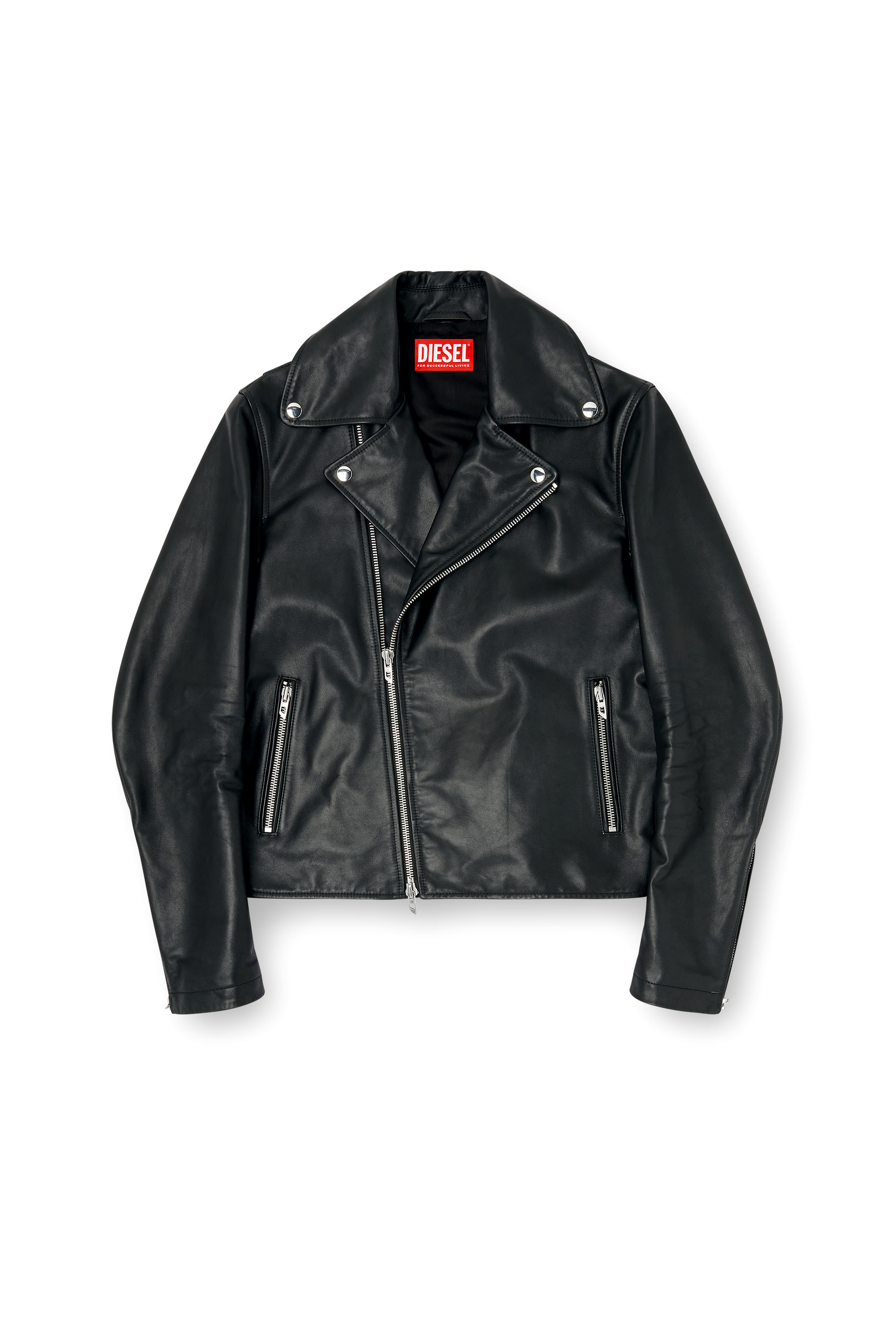Diesel - L-EO-WRD, Man's Biker jacket in waxed leather in Black - 2