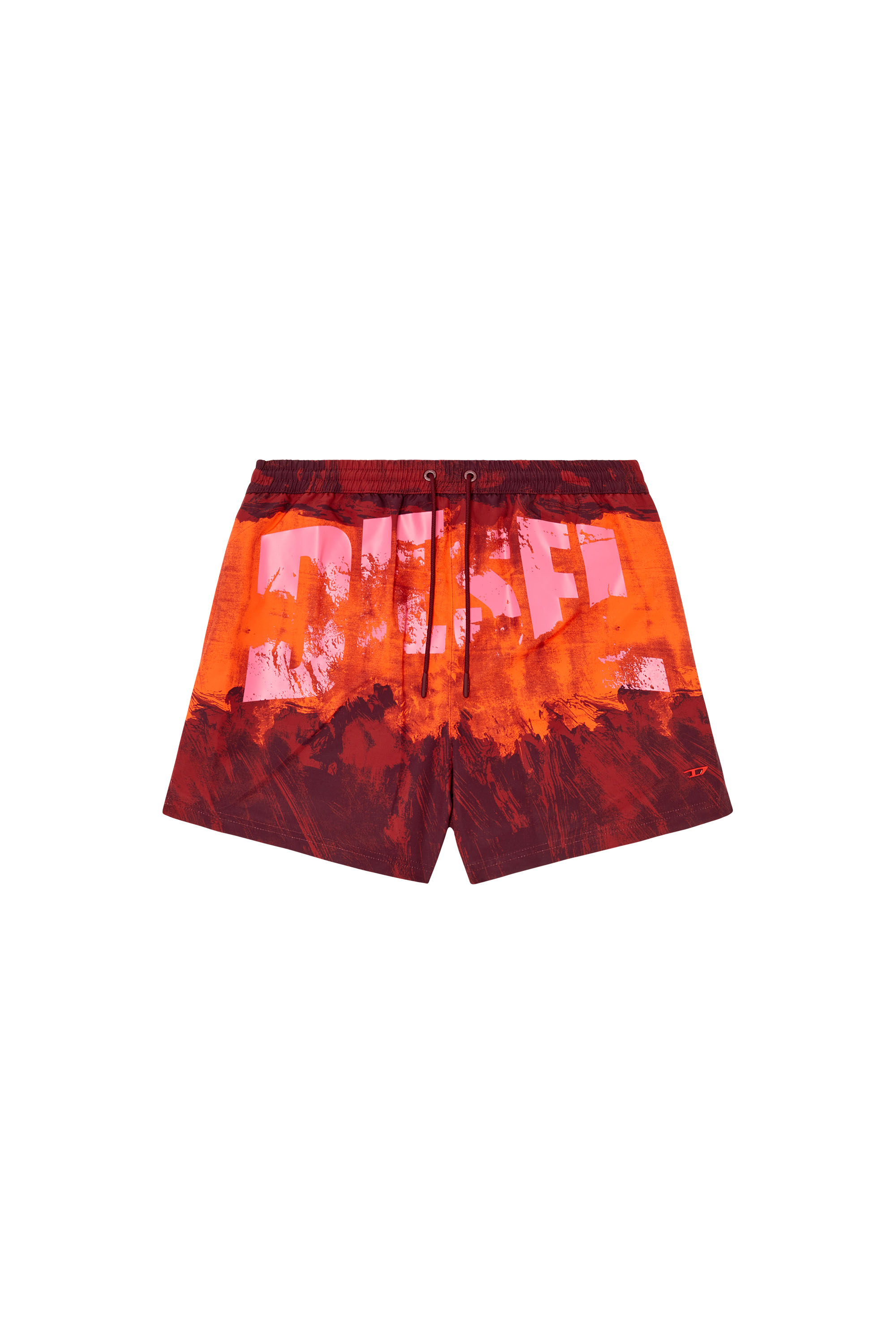 Diesel - KEN-37-D-POP, Man's Mid-length swim shorts with graphic print in Red - 4