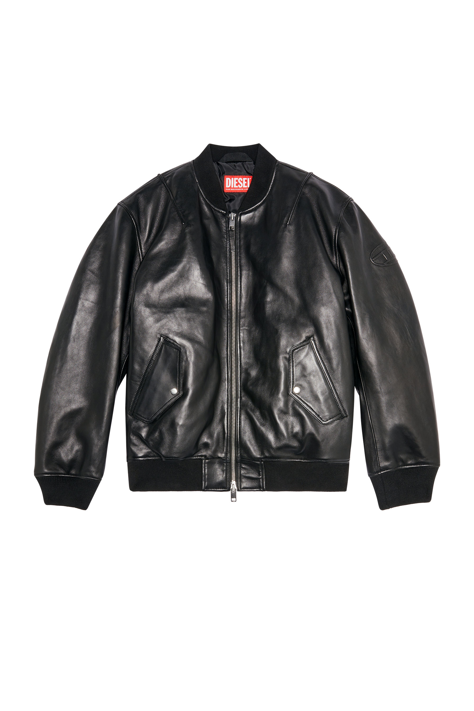 Diesel - L-PRITTS, Man Padded jacket in tumbled leather in Black - Image 3