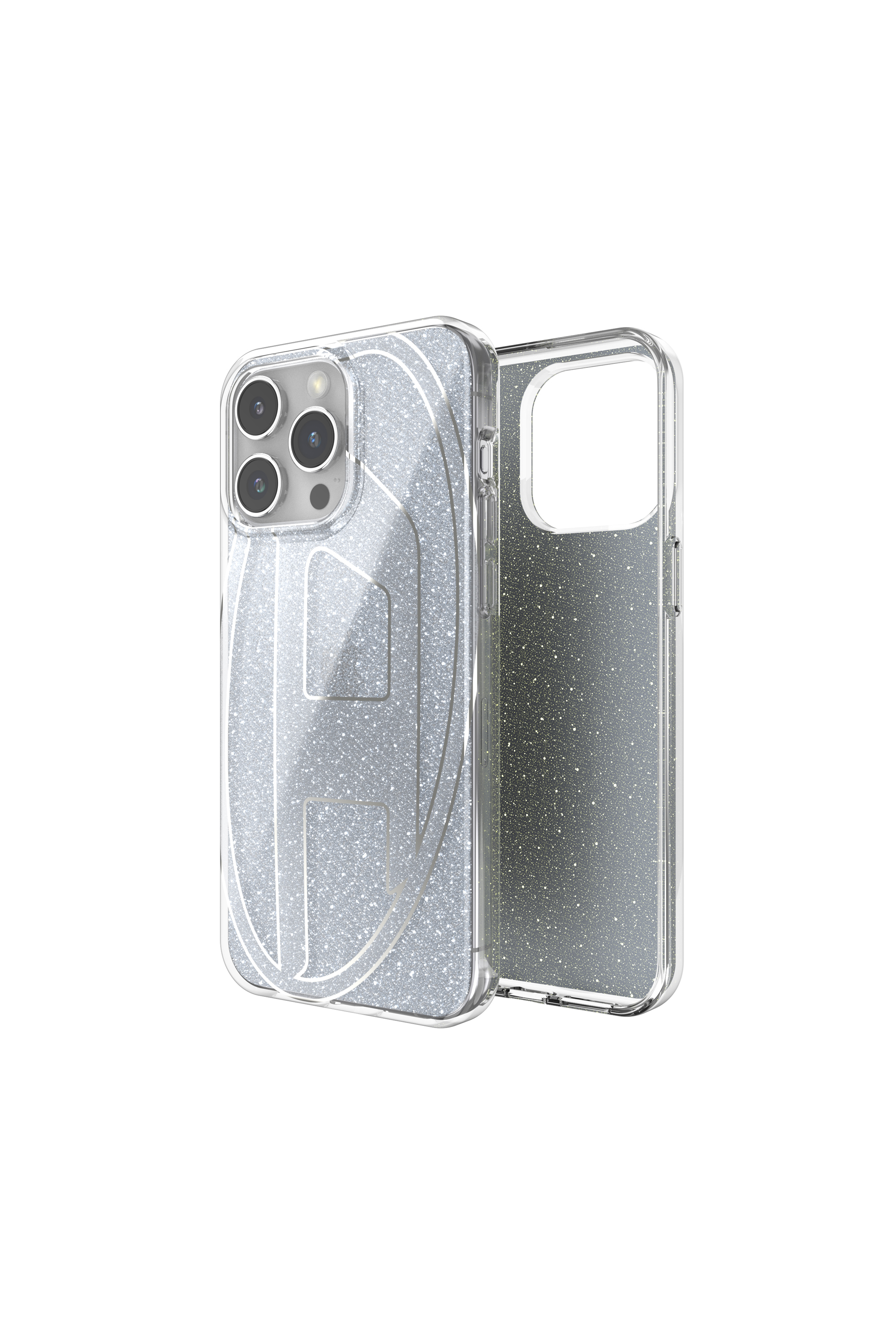 Diesel - 60033 AOP CASE, Unisex Glitter Case for iP 15 Pro Max in Silver - Image 1