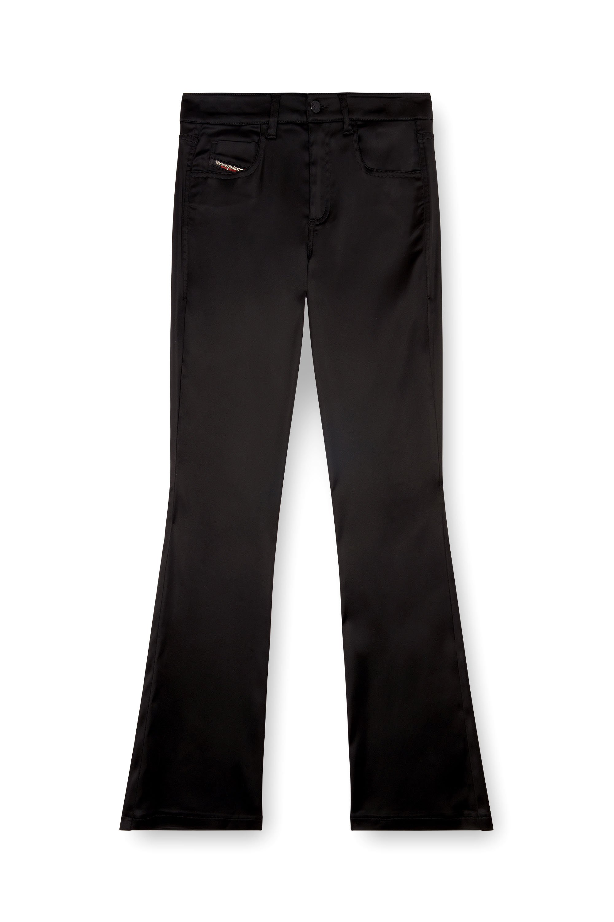 Diesel - P-EBBEY, Woman 5-pocket pants in stretch satin in Black - Image 4