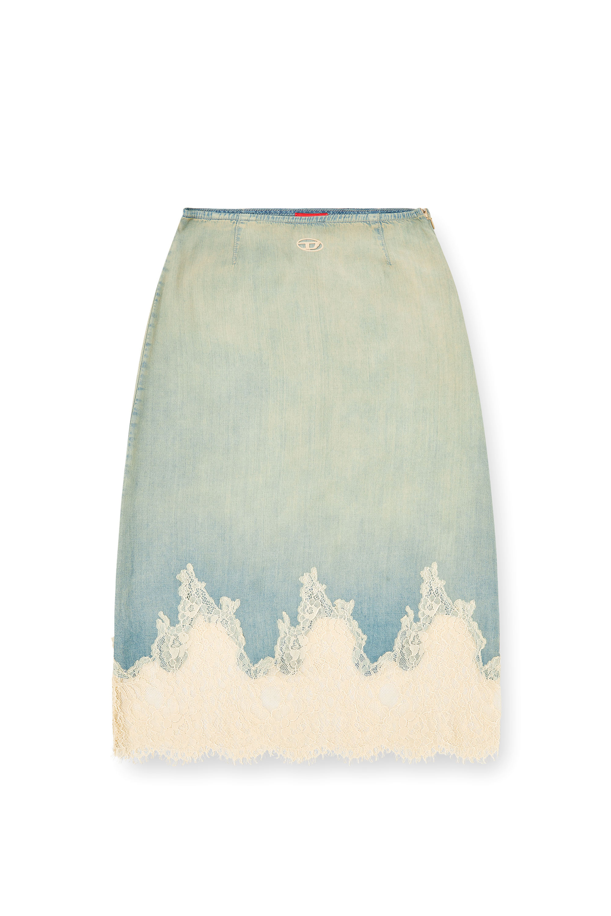 Diesel - DE-MERSY-S, Woman's Midi skirt in denim and lace in null - 3