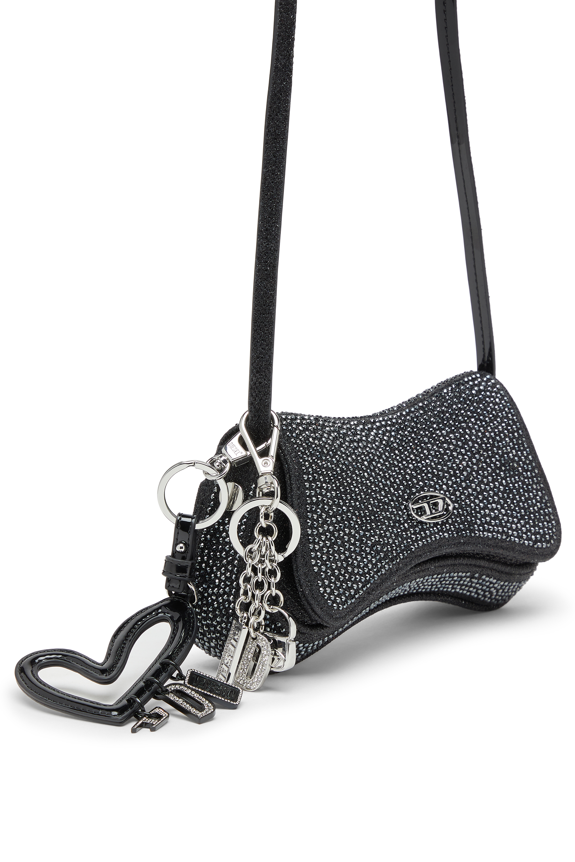 Diesel - PLAY CROSSBODY XS, Woman's Play-Mini crossbody bag in crystal Lurex in Black - 2