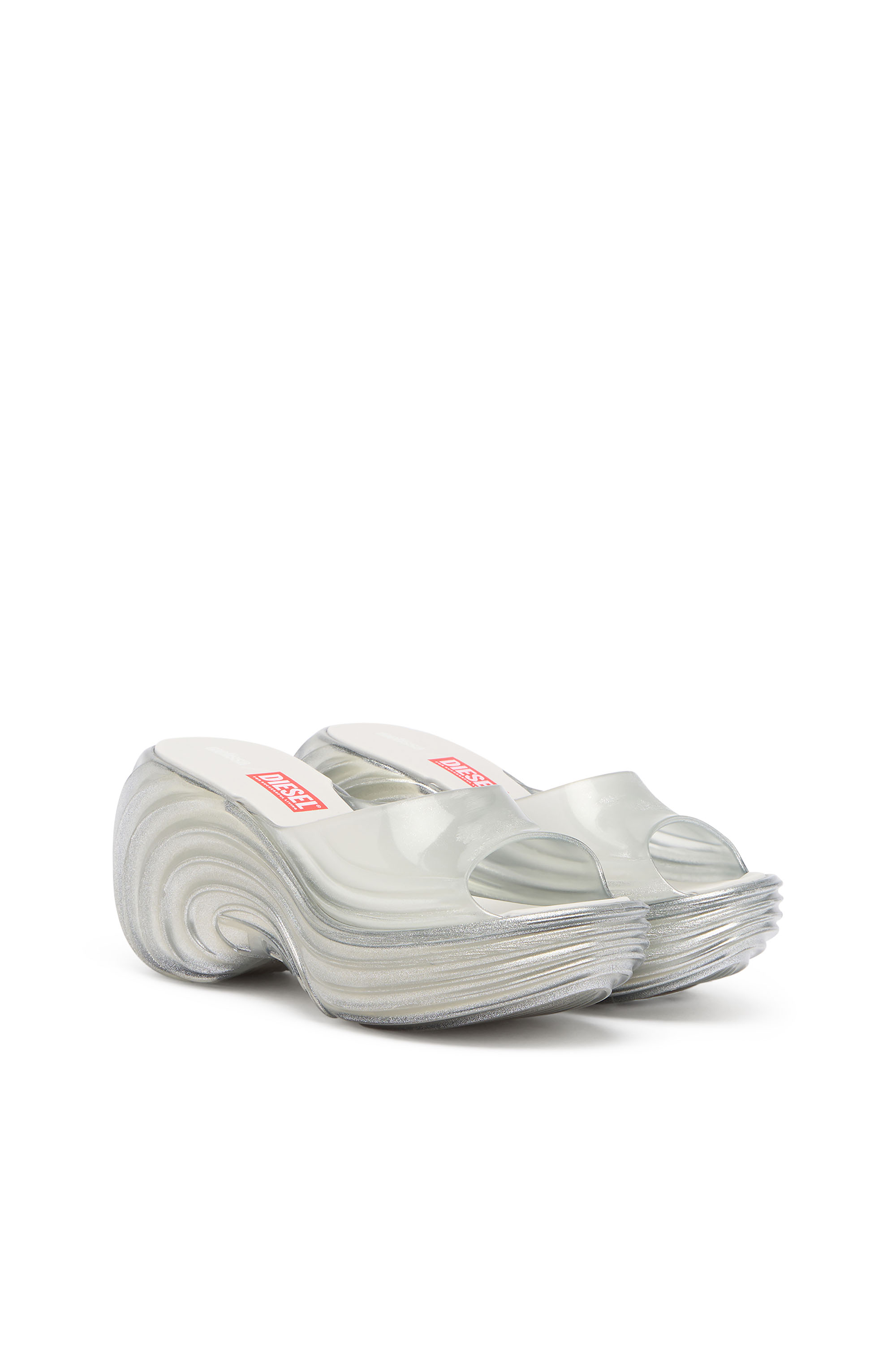 Diesel - MELISSA QUANTUM PLATFORM, Woman's Platform mule in Melflex&reg; in Silver - 3