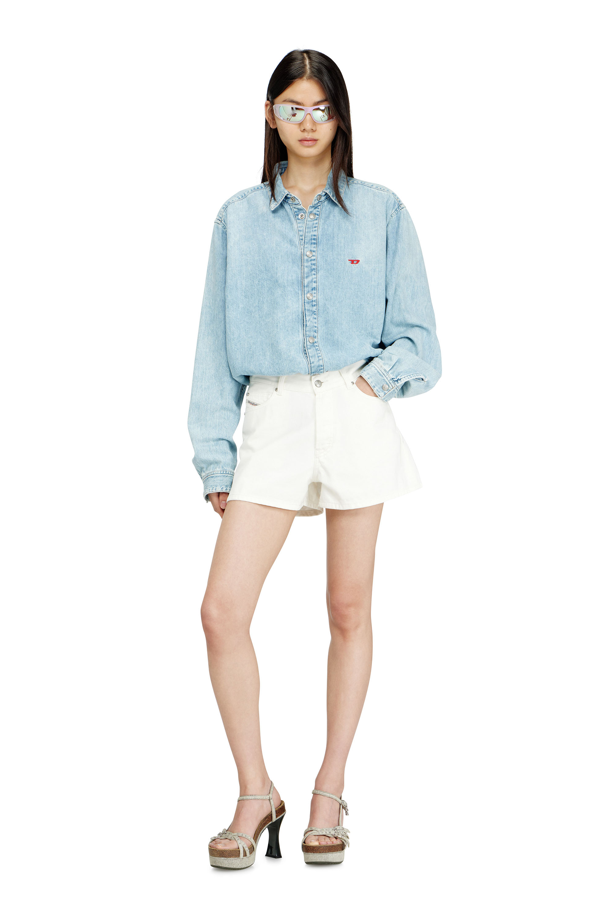 Diesel - DE-HELIOS, Woman's Shorts in clean coloured denim in White - 2