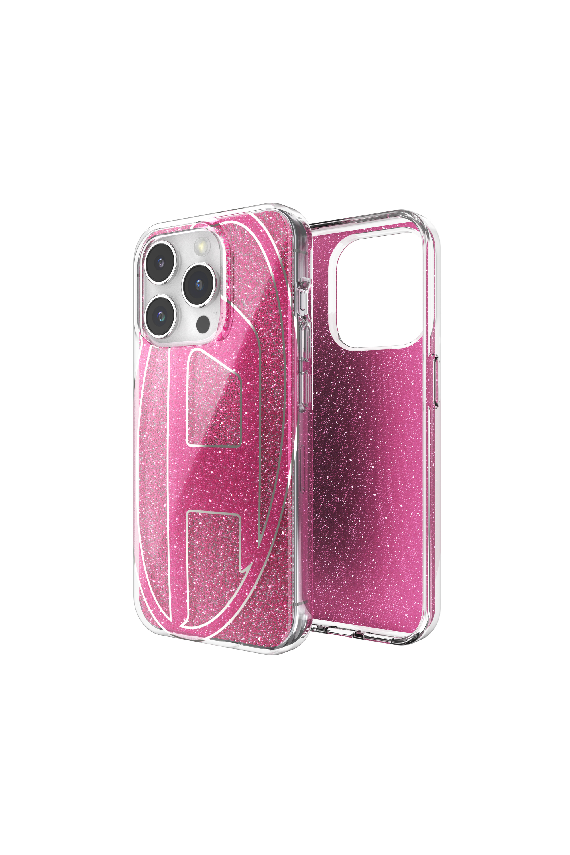Diesel - 60036 AOP CASE, Unisex Glitter Case for iP 15 Pro in Pink - Image 1