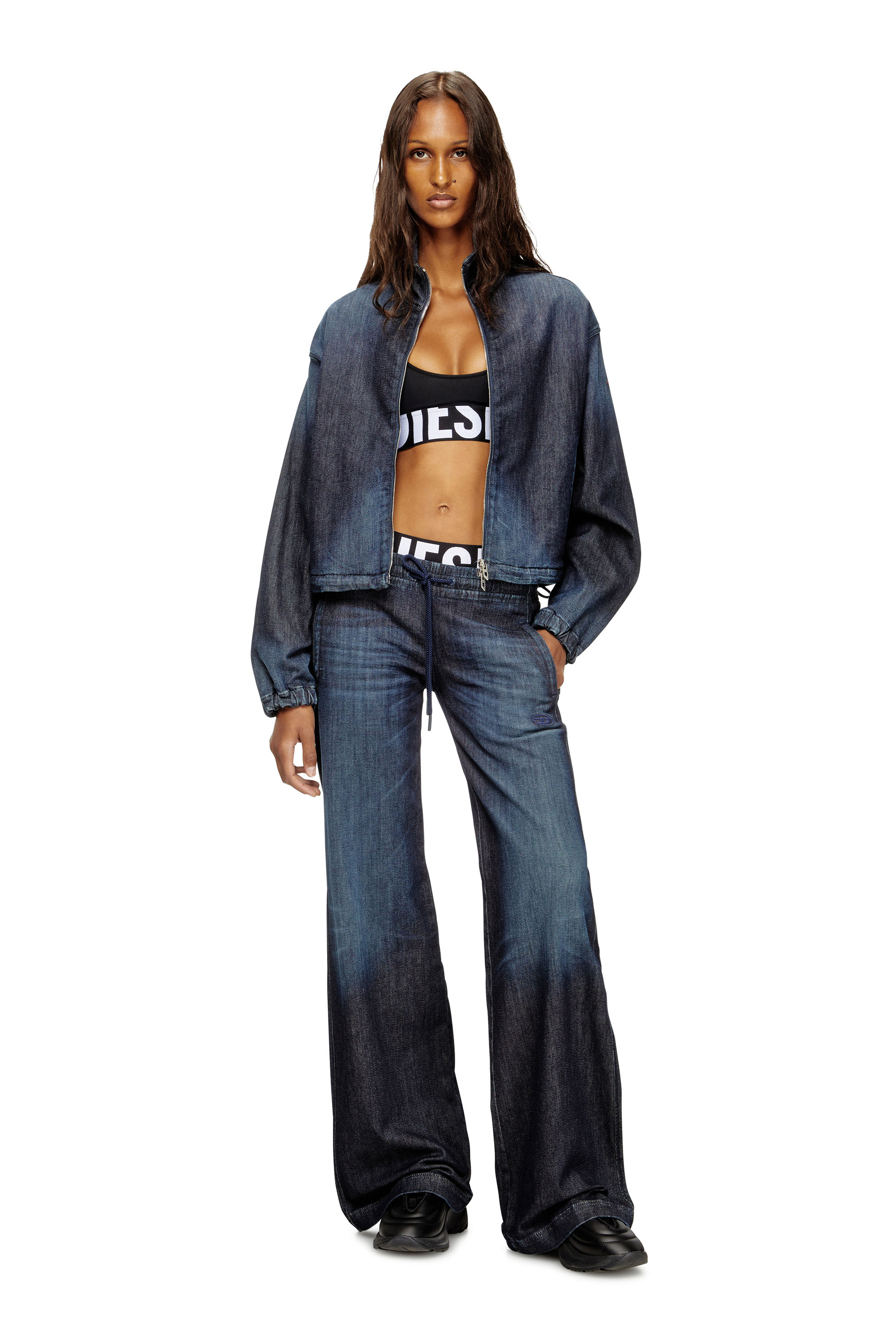 Diesel - ALLISON-D-POP, Woman's Microfibre sports bra with cut-off logo in Black - 4