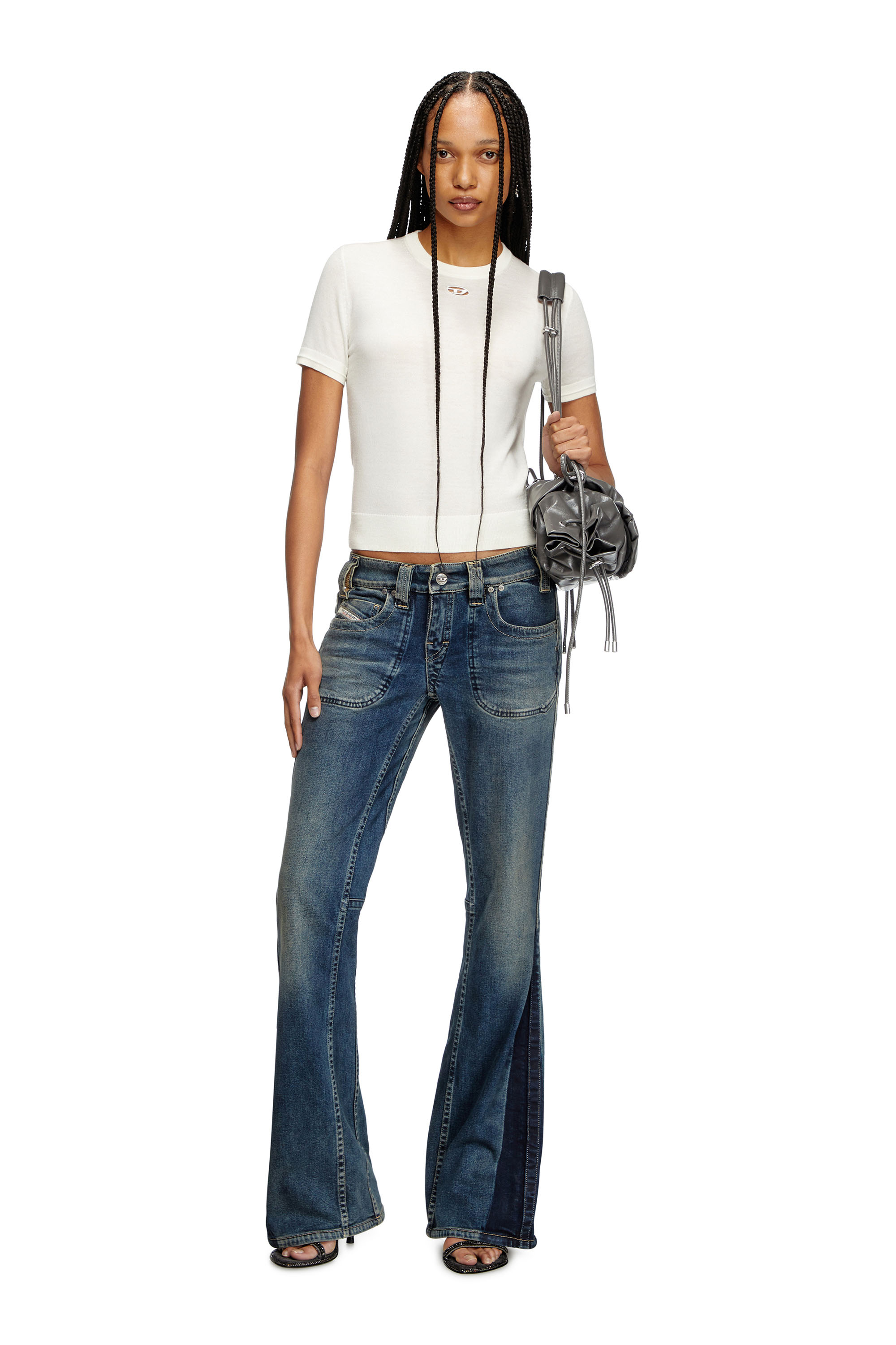 Diesel - M-ALINE, Woman's Short-sleeve jumper in wool in White - 1