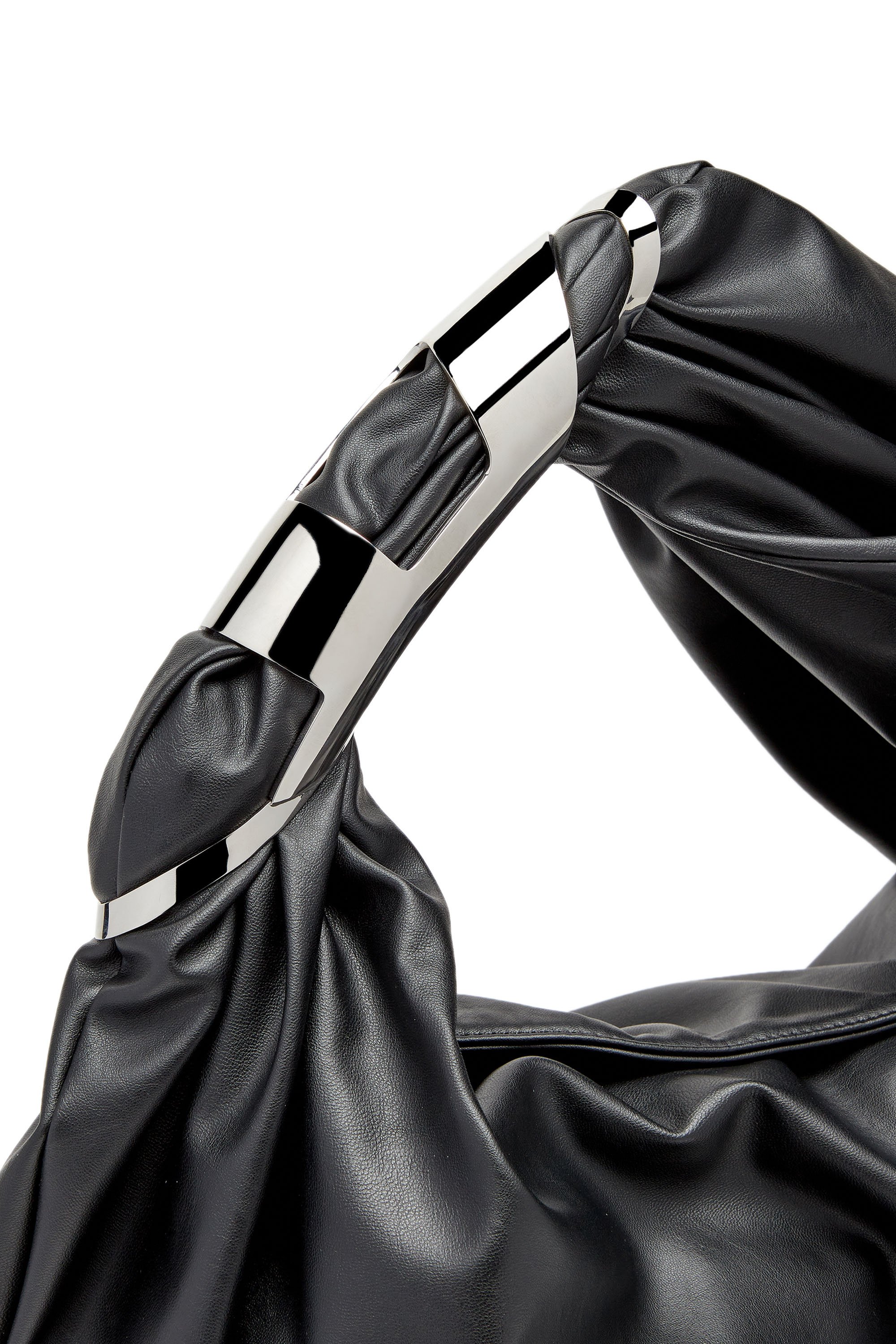 Diesel - GRAB-D HOBO M, Woman Grab-D M-Embellished hobo bag in stretch PU in Black - Image 6